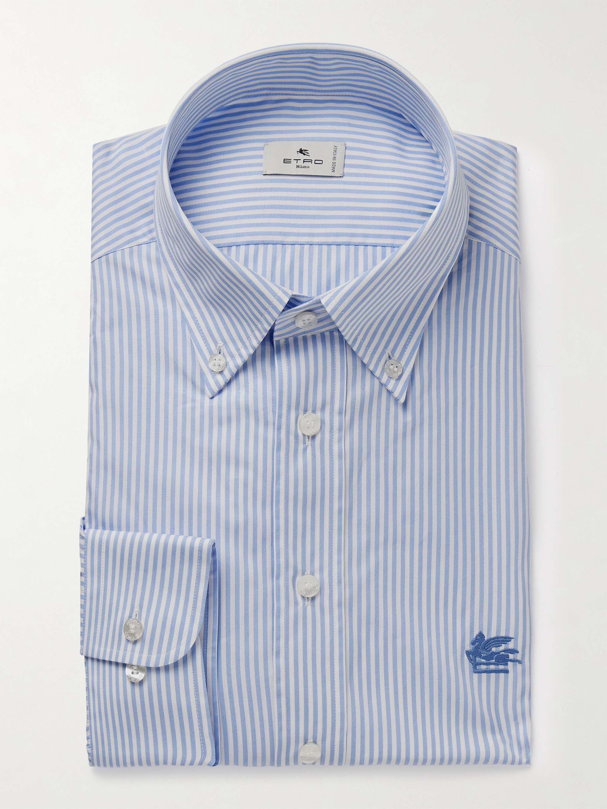 Slim-Fit Button-Down Collar Logo-Embroidered Striped Cotton Oxford Shirt view