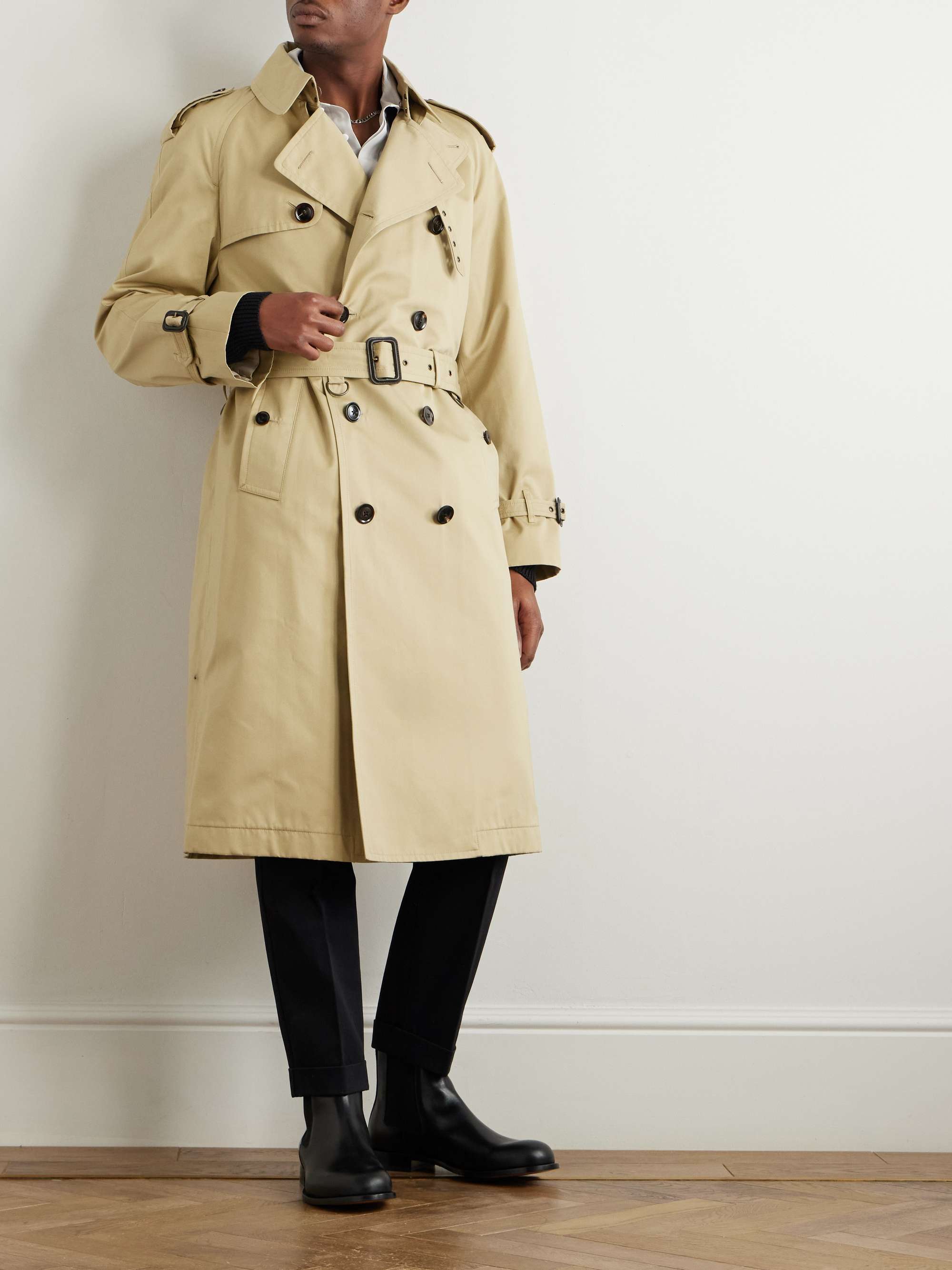 Double-Breasted Cotton and Silk-Blend Trench Coat view