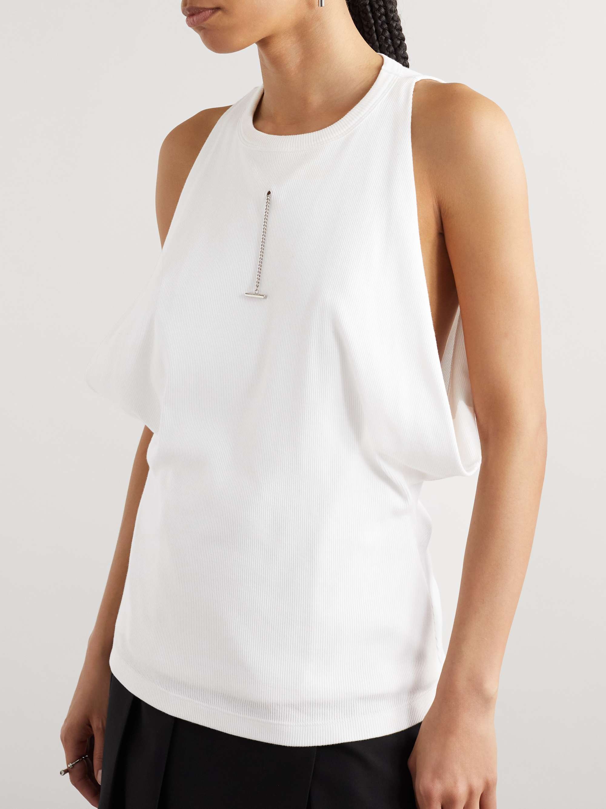 Embellished ribbed cotton-blend jersey tank view