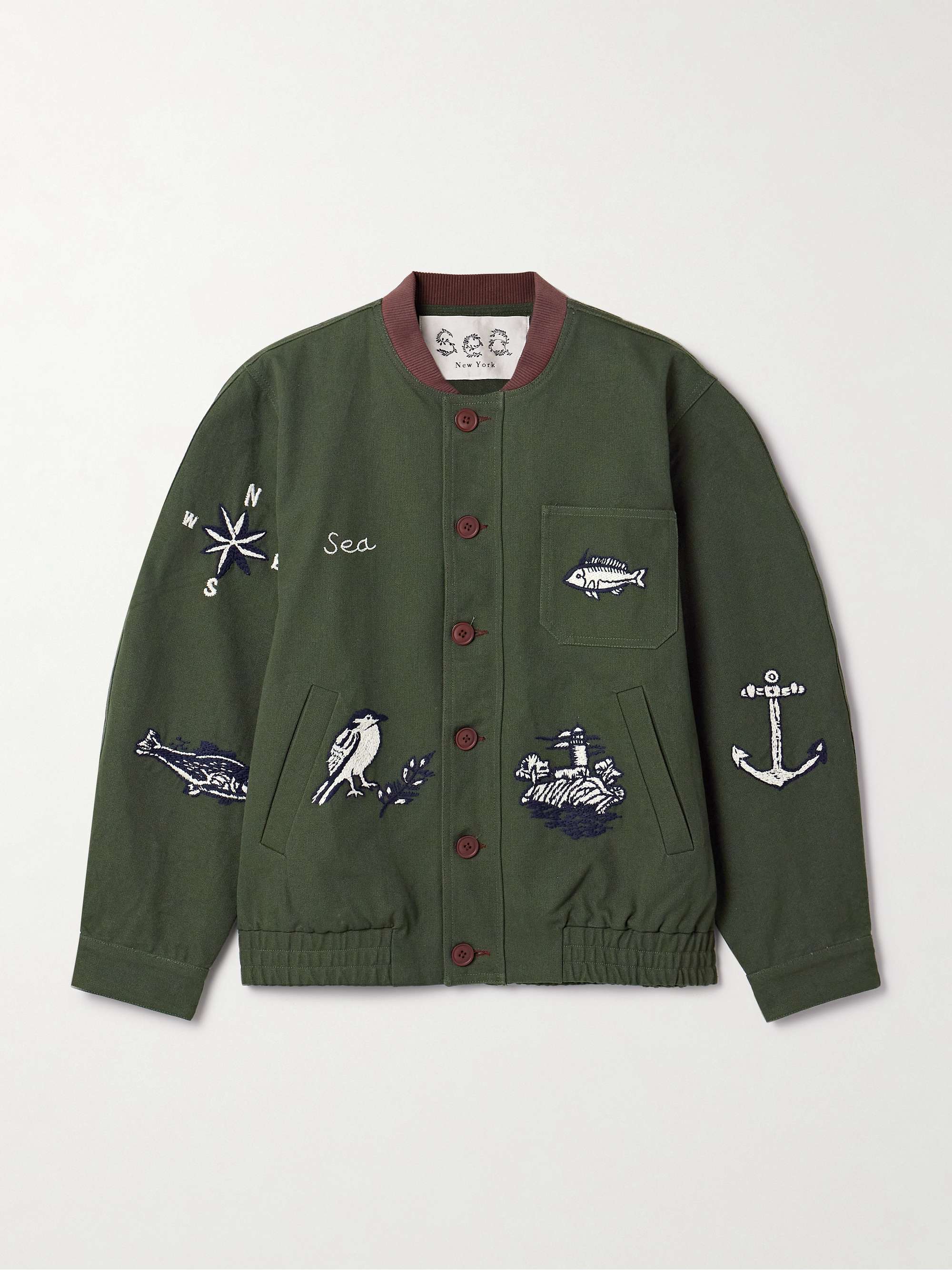 Clyde corduroy-trimmed embroidered cotton jacket view