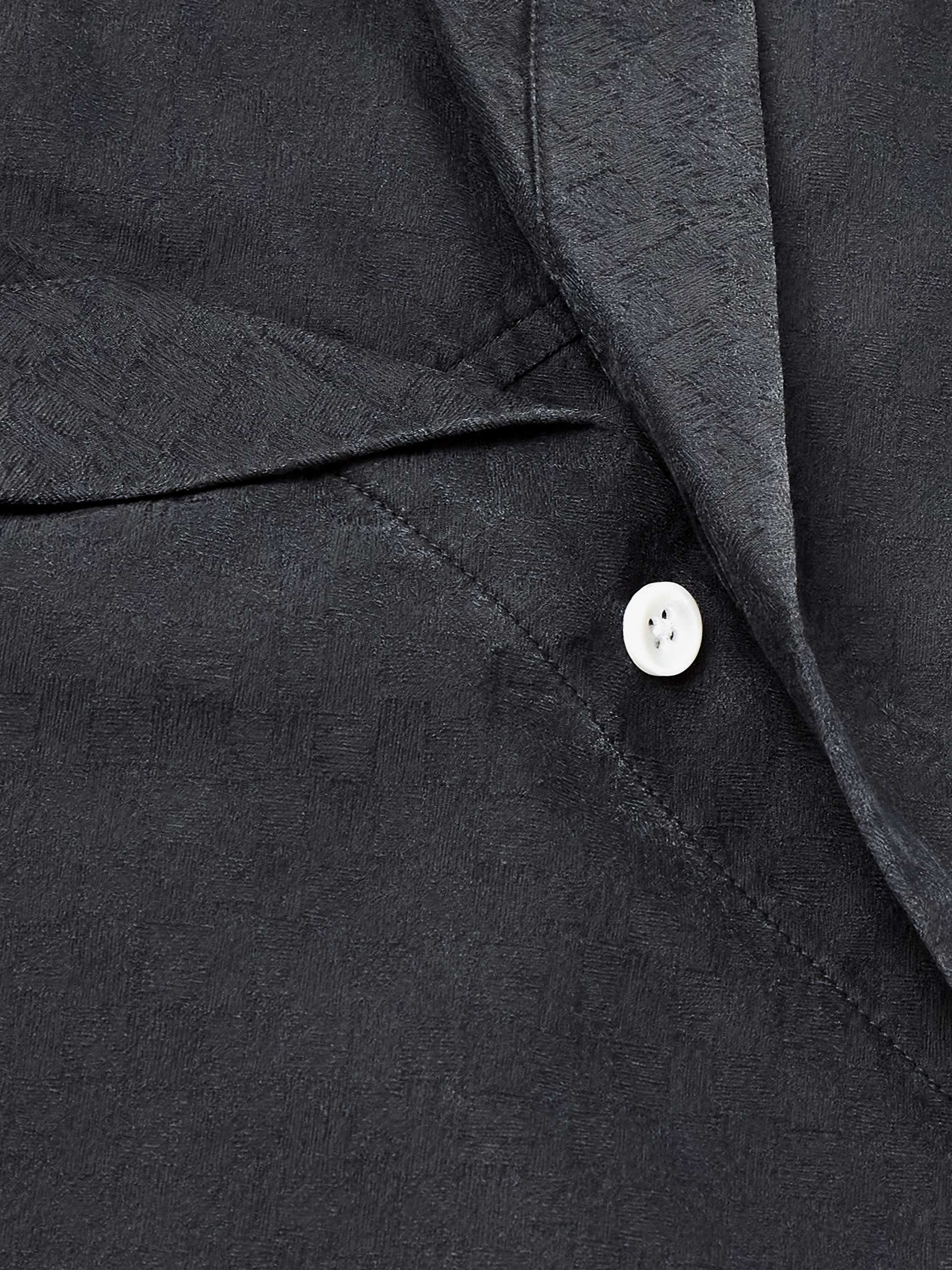 Camp-Collar Cotton and Silk-Blend Jacquard Shirt view