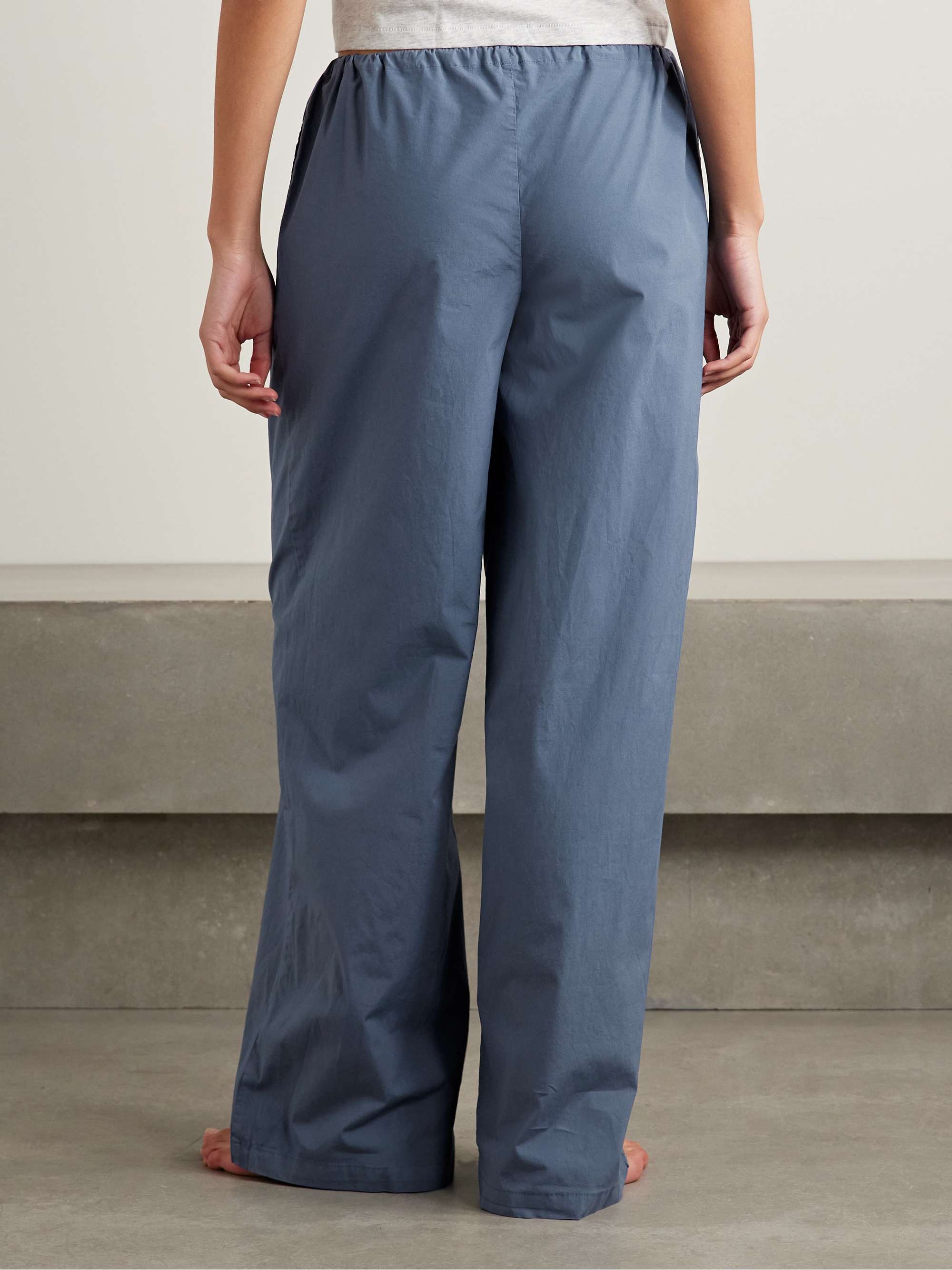Cotton-blend poplin wide-leg pants view