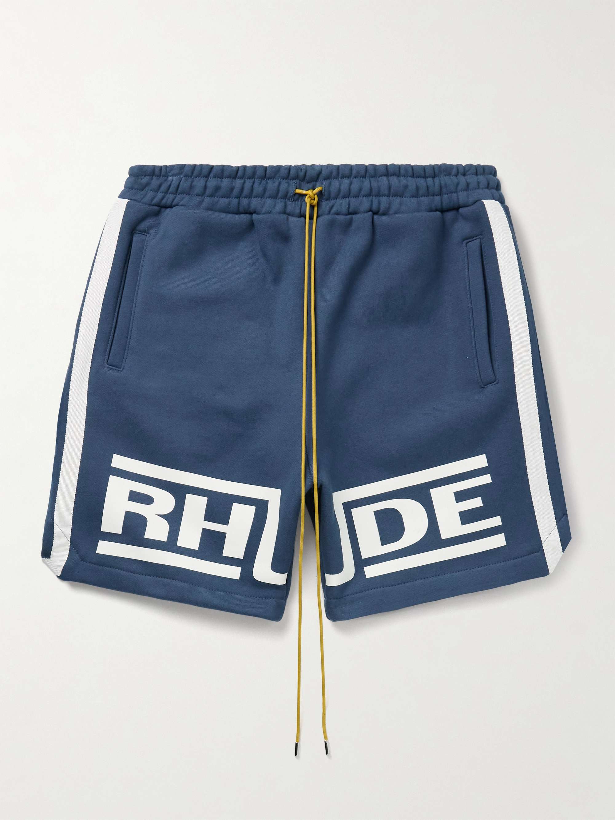 Champions Grosgrain-Trimmed Logo-Print Cotton-Jersey Drawstring Shorts view