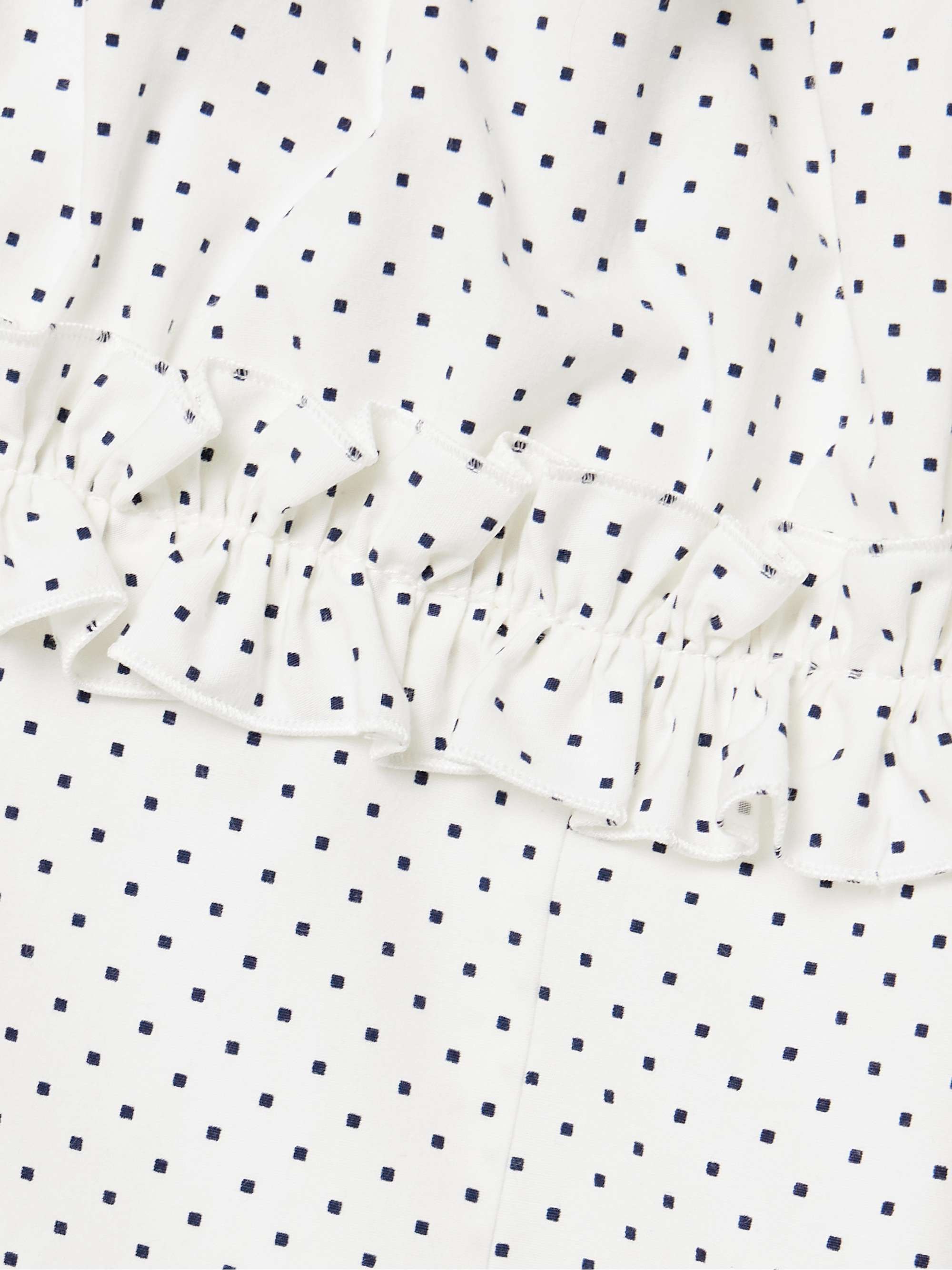 Velvet-trimmed ruffled polka-dot cotton-poplin mini dress view