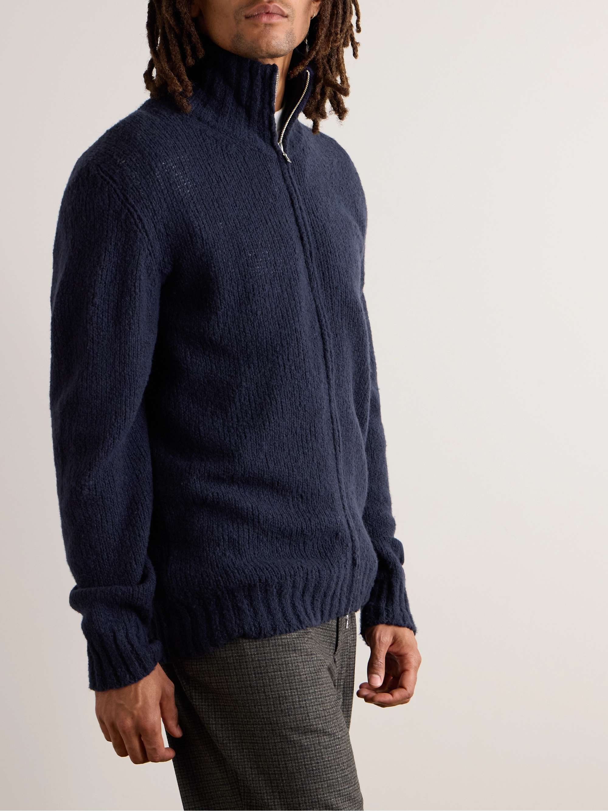 Wool-Bouclé Zip-Up Sweater view