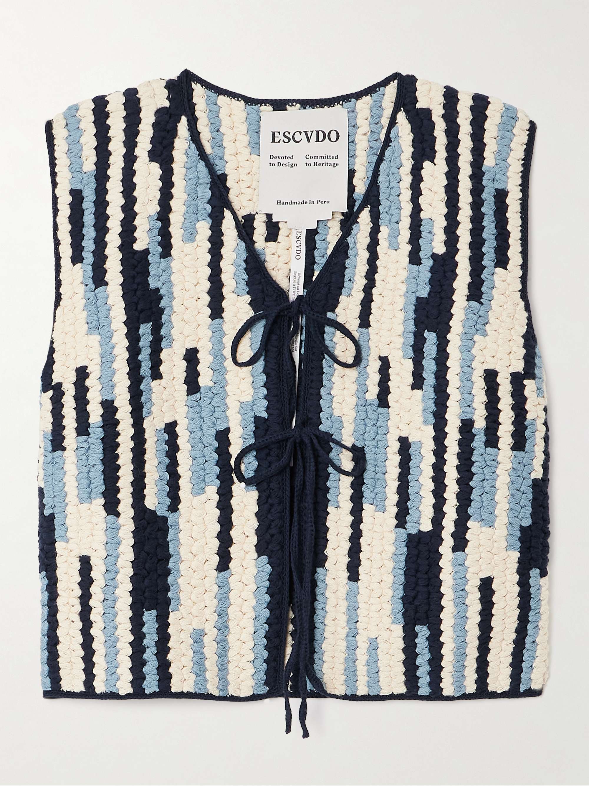 Anadara striped crocheted organic cotton vest view