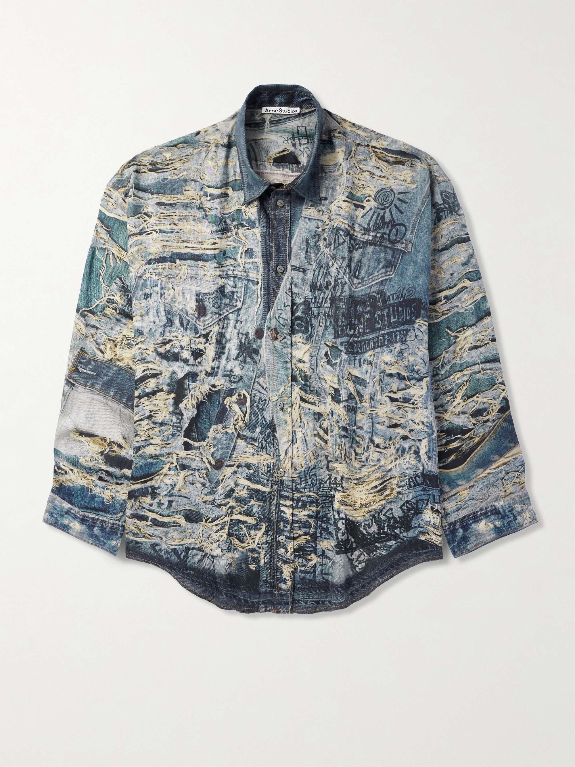 Logo-Appliquéd Printed Linen Shirt view