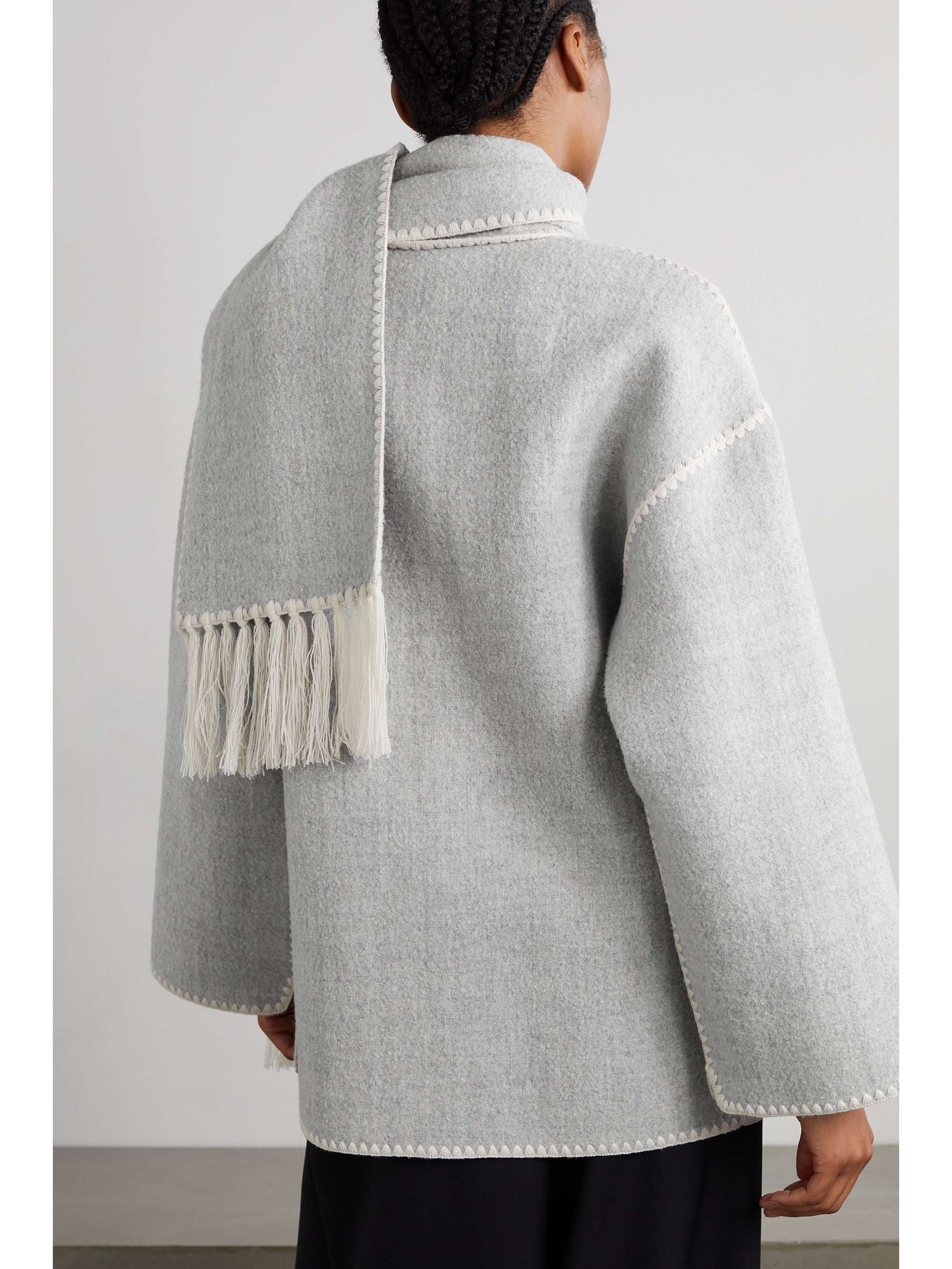 Draped fringed wool-blend jacket view