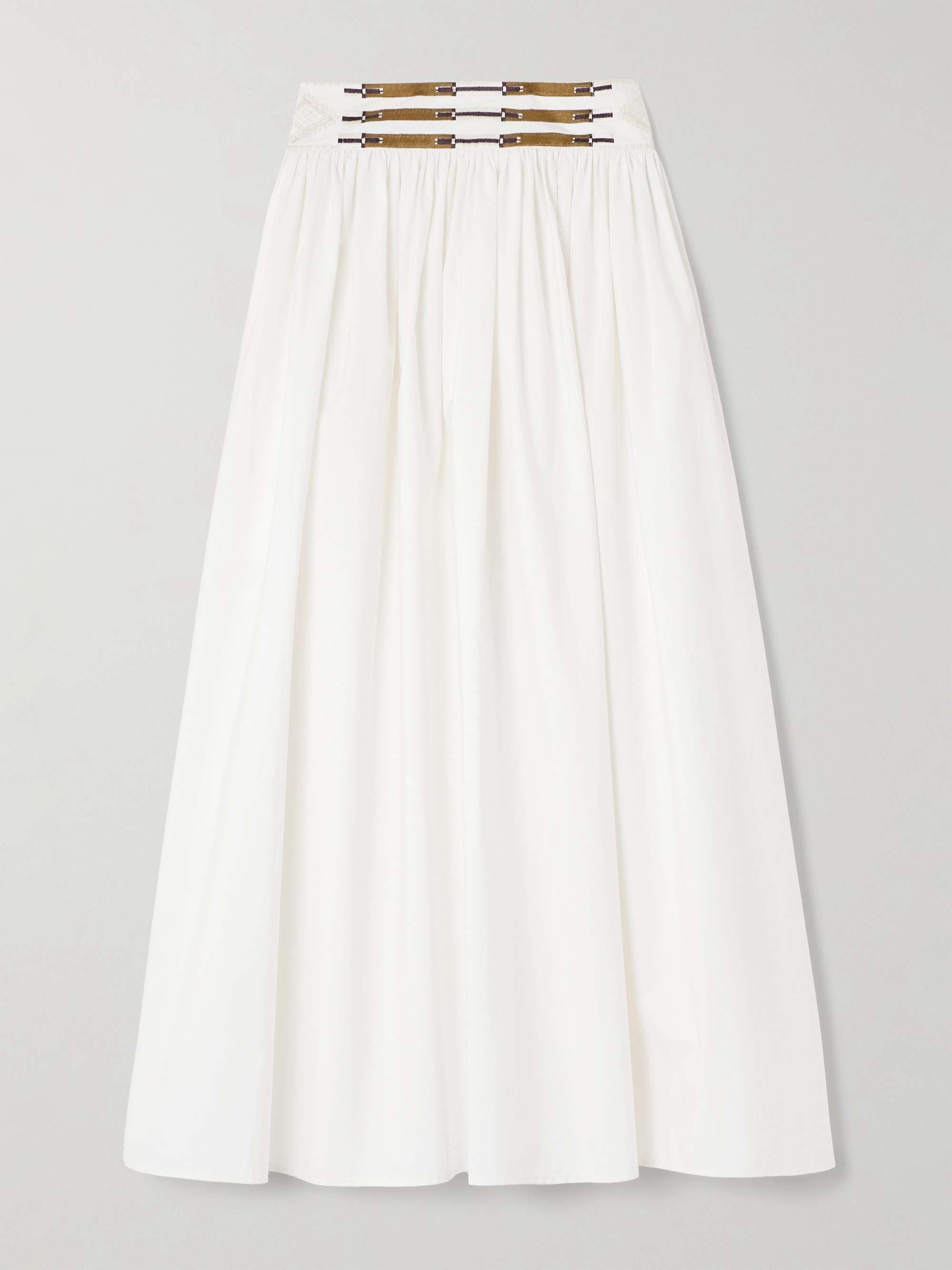 Ombretta gathered embroidered cotton-blend poplin maxi skirt view