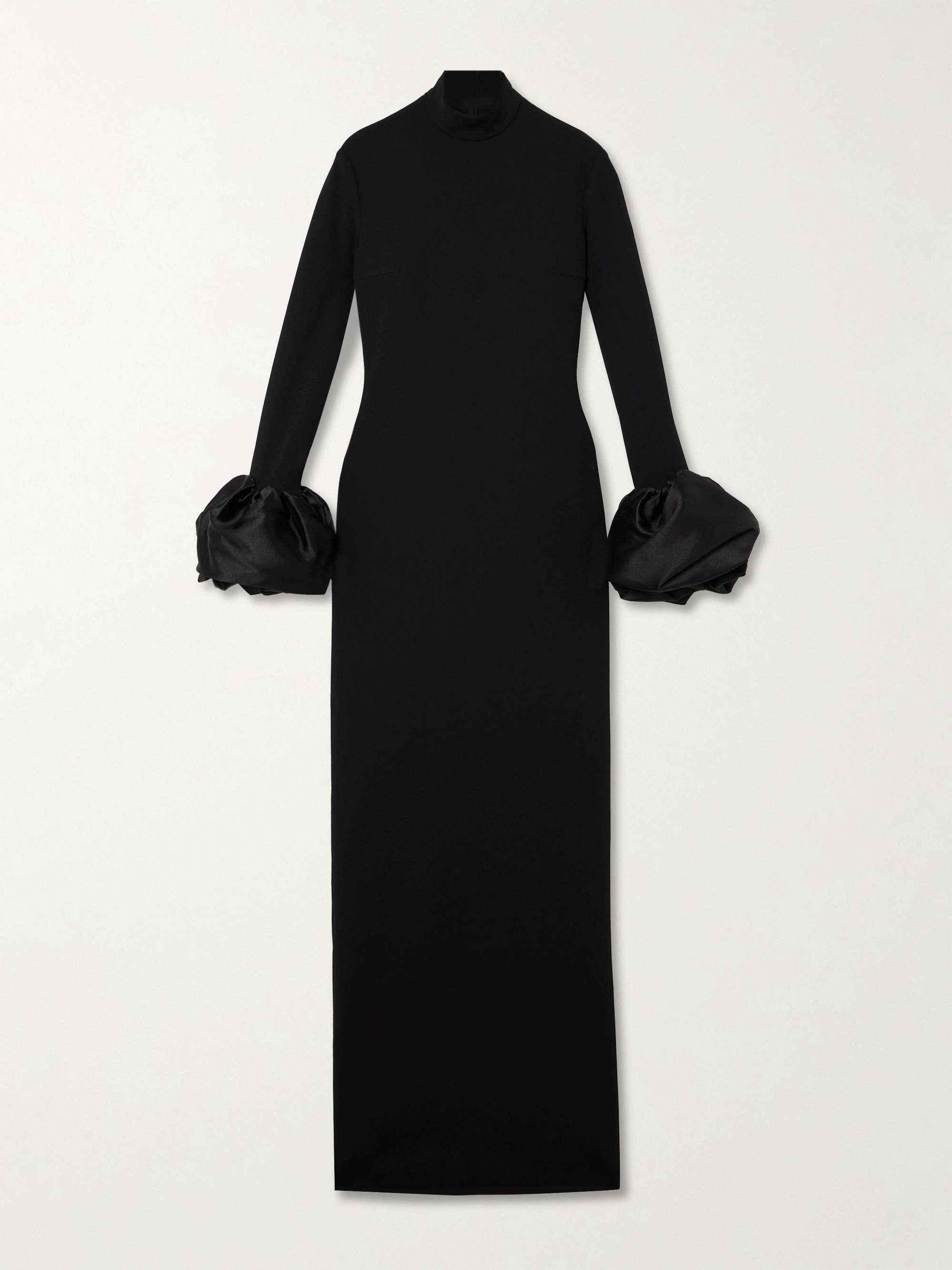 Viviana faille-trimmed crepe turtleneck gown view