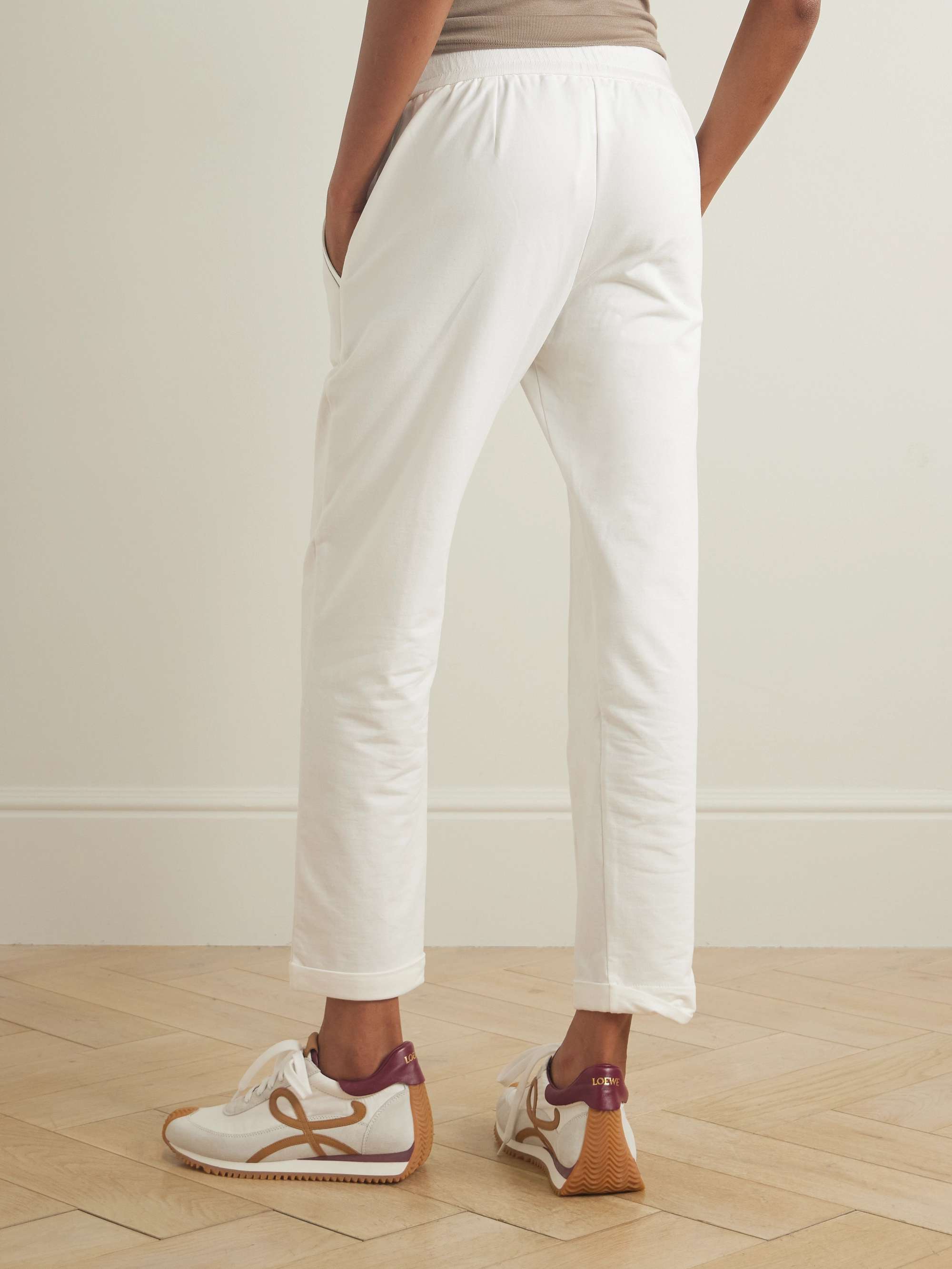 Bead-embellished cotton-blend tapered sweatpants view