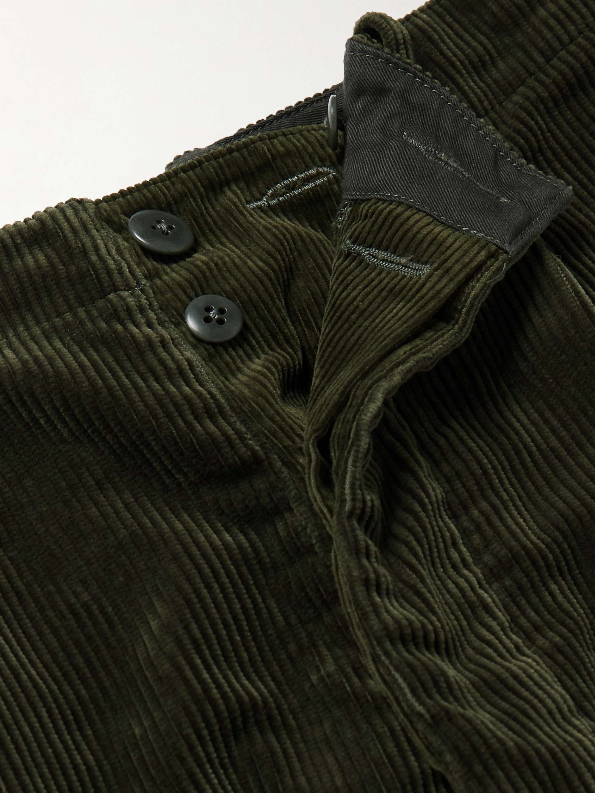 Wide-Leg Pleated Cotton-Corduroy Trousers view