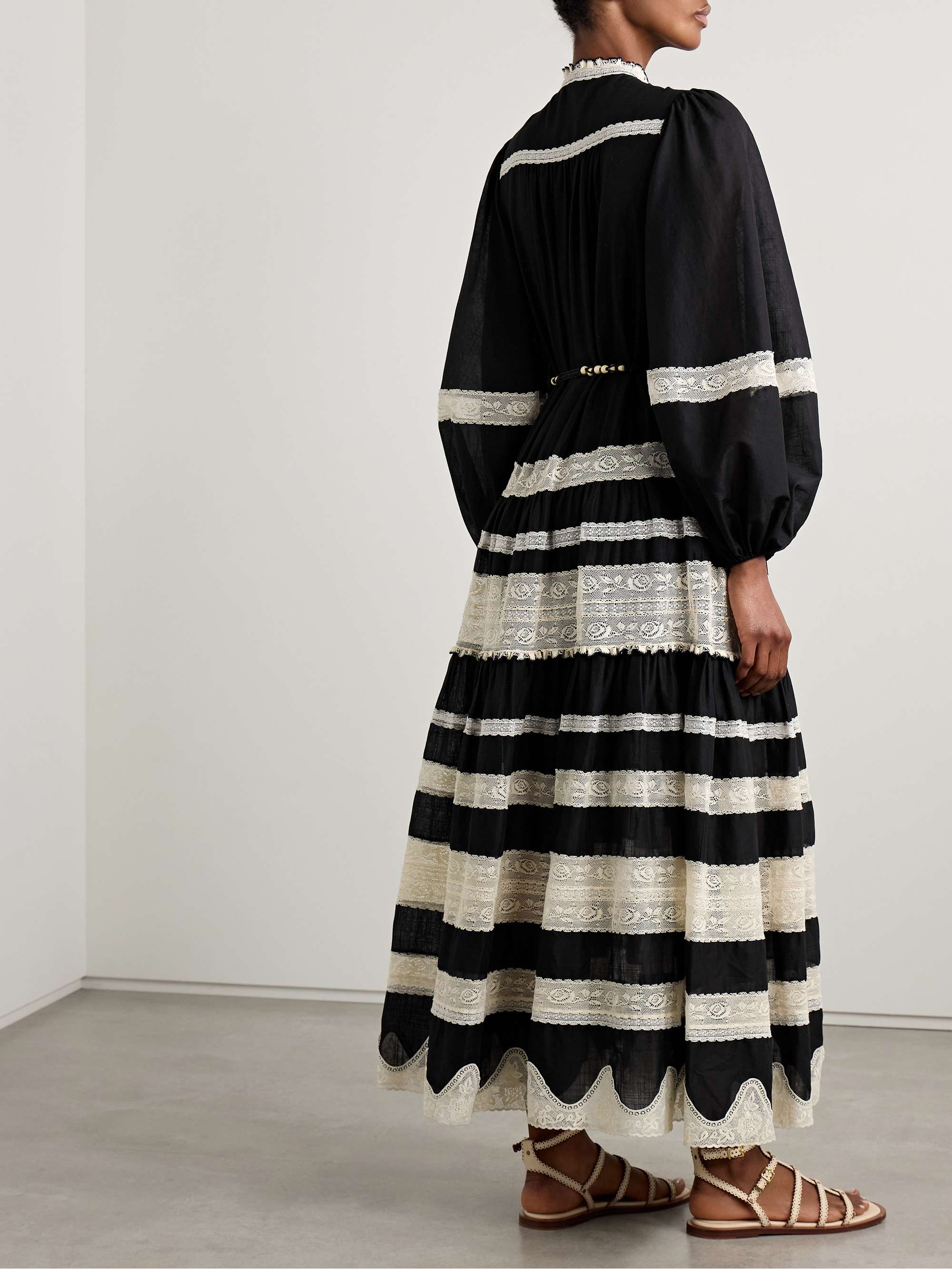 Rhiannon belted cotton-voile and lace maxi dress view