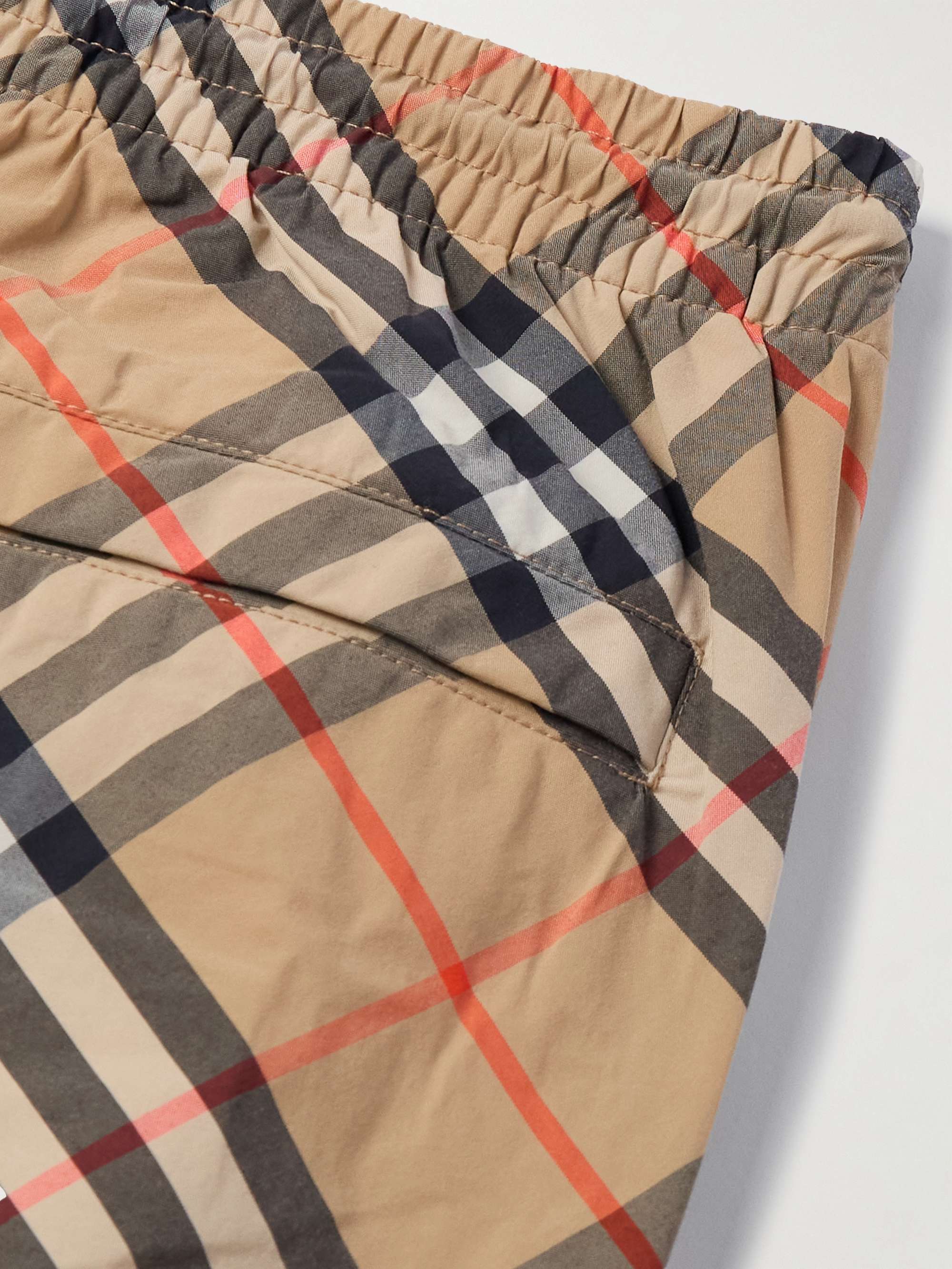 Straight-Leg Mid-Length Checked Swim Shorts view