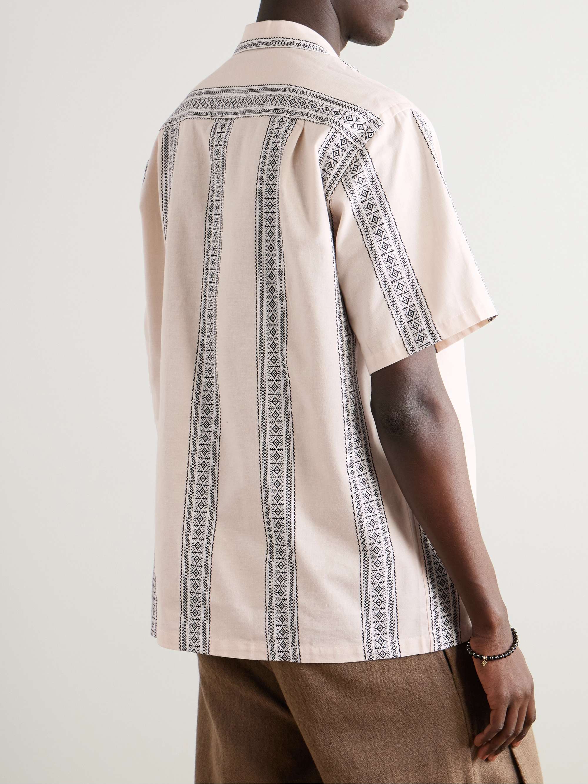 Melissa Convertible-Collar Striped Cotton-Jacquard Shirt view