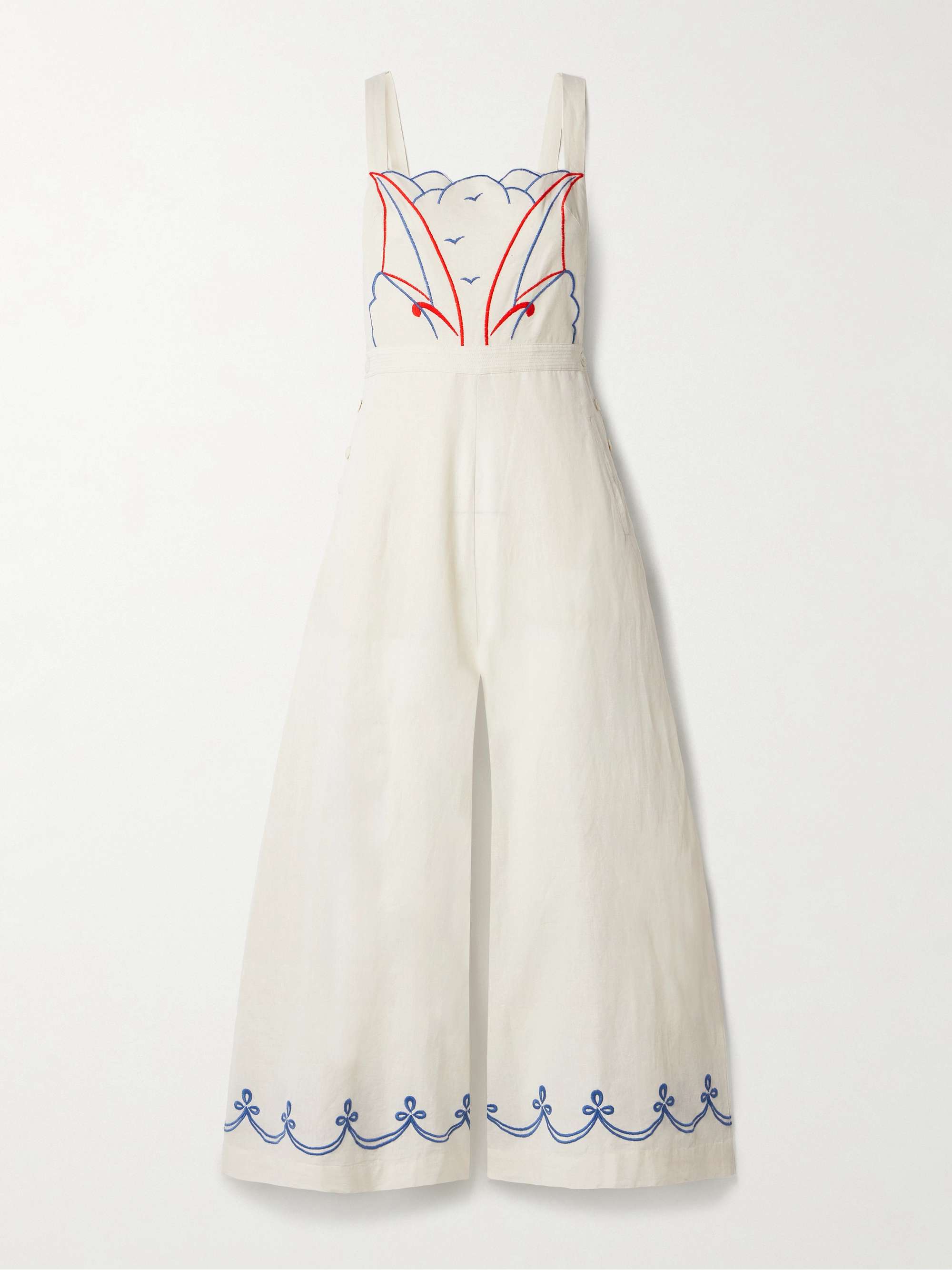 Embroidered cotton and linen-blend jumpsuit view