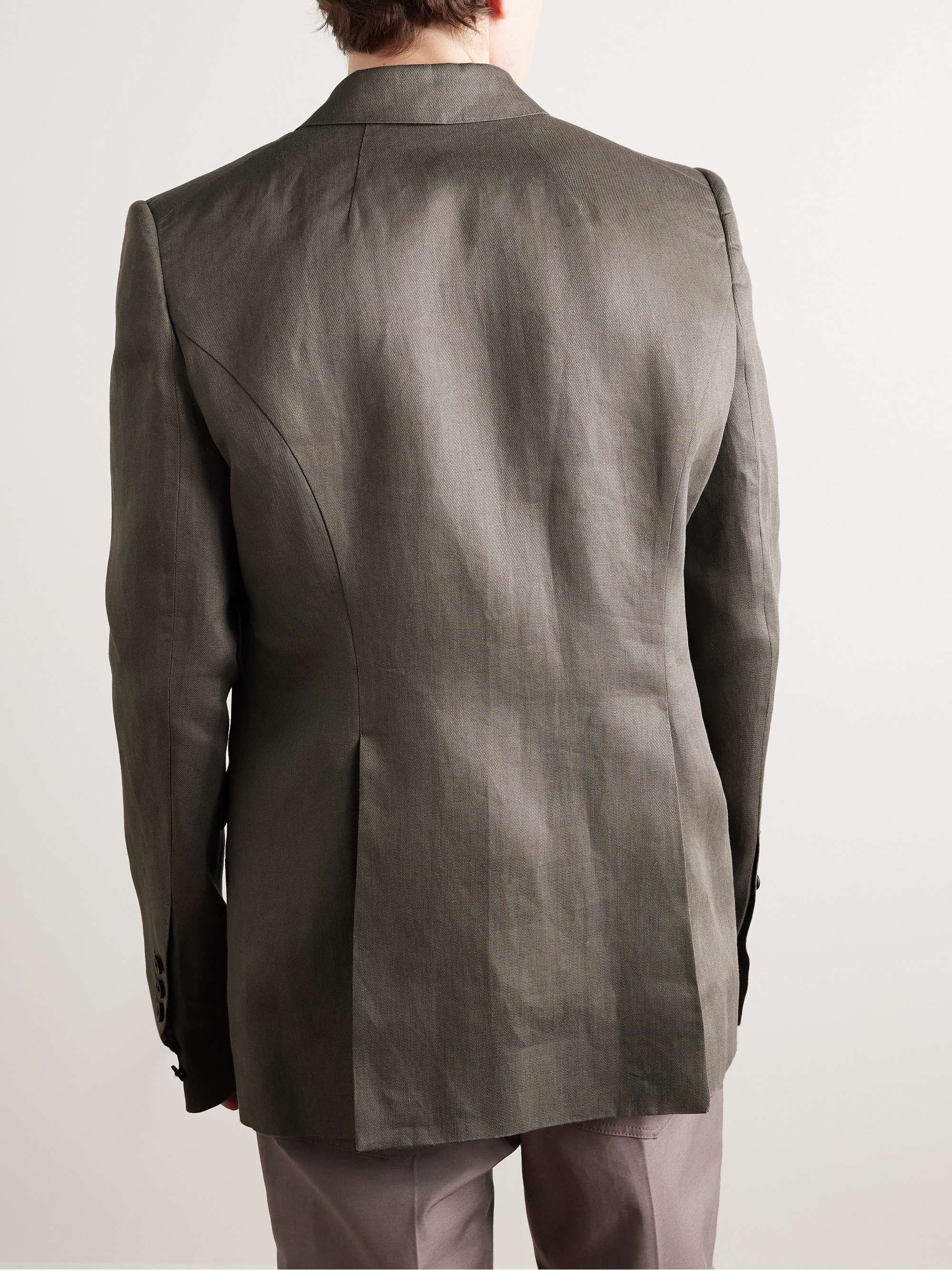 Double-Breasted Linen-Twill Blazer view
