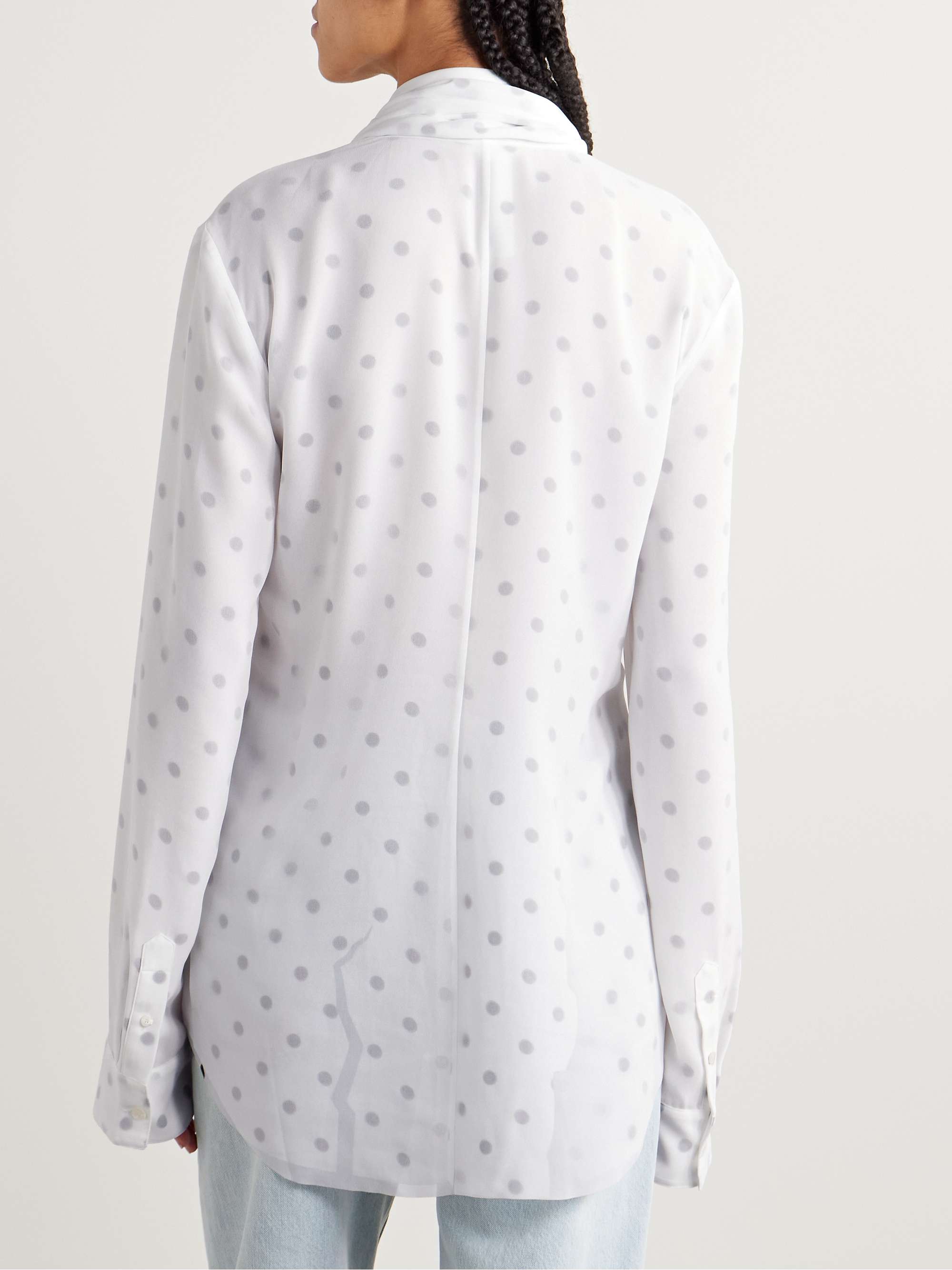 Layered tie-neck distressed polka-dot georgette blouse view