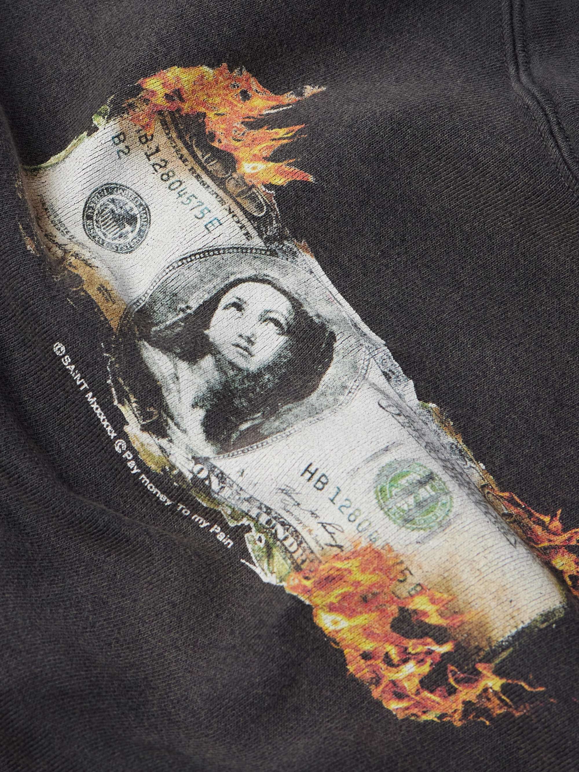 Pay Money to My Pain Distressed Printed Cotton-Jersey Hoodie view