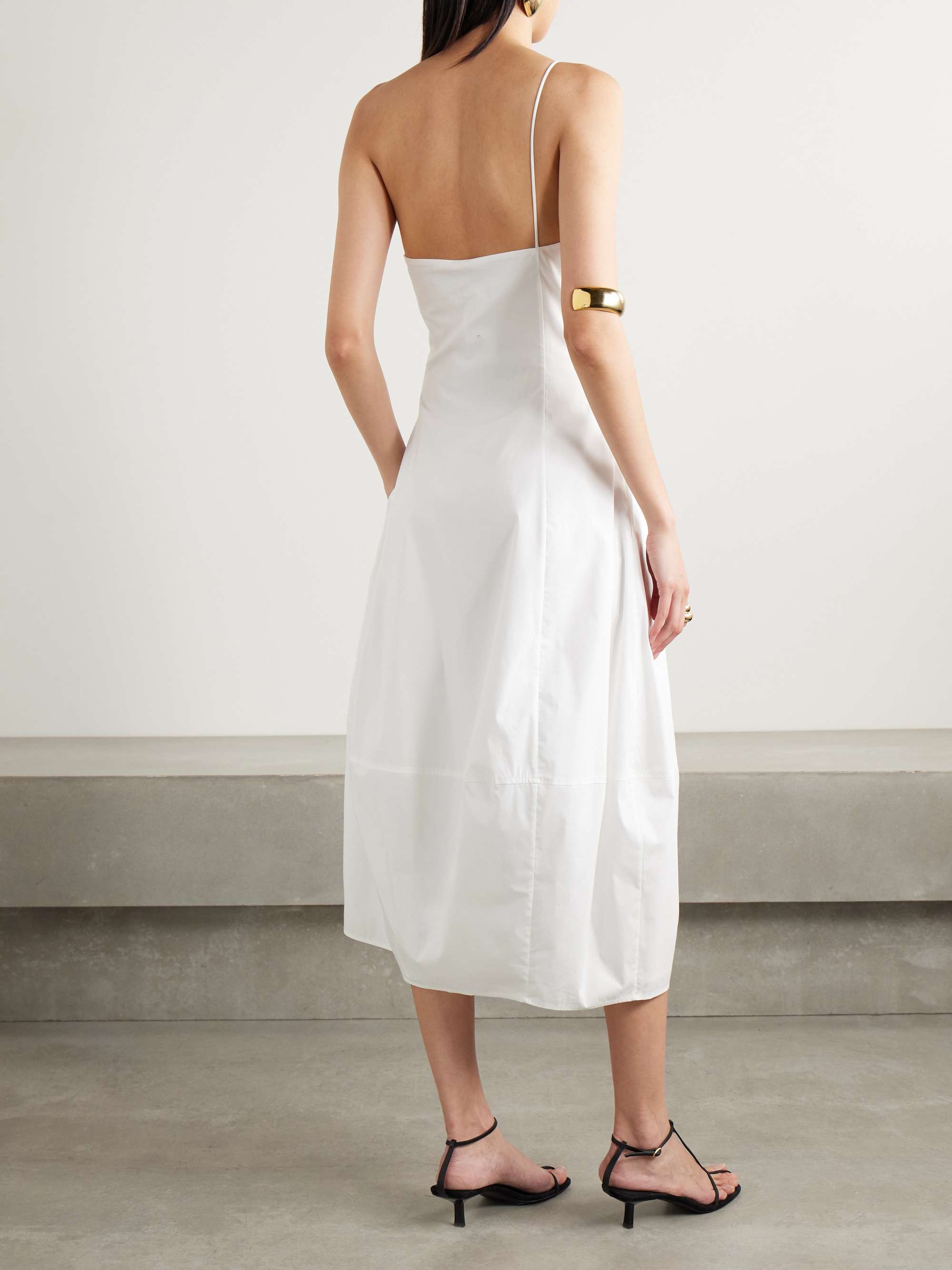 Araceli one-shoulder gathered cotton-blend poplin midi dress view