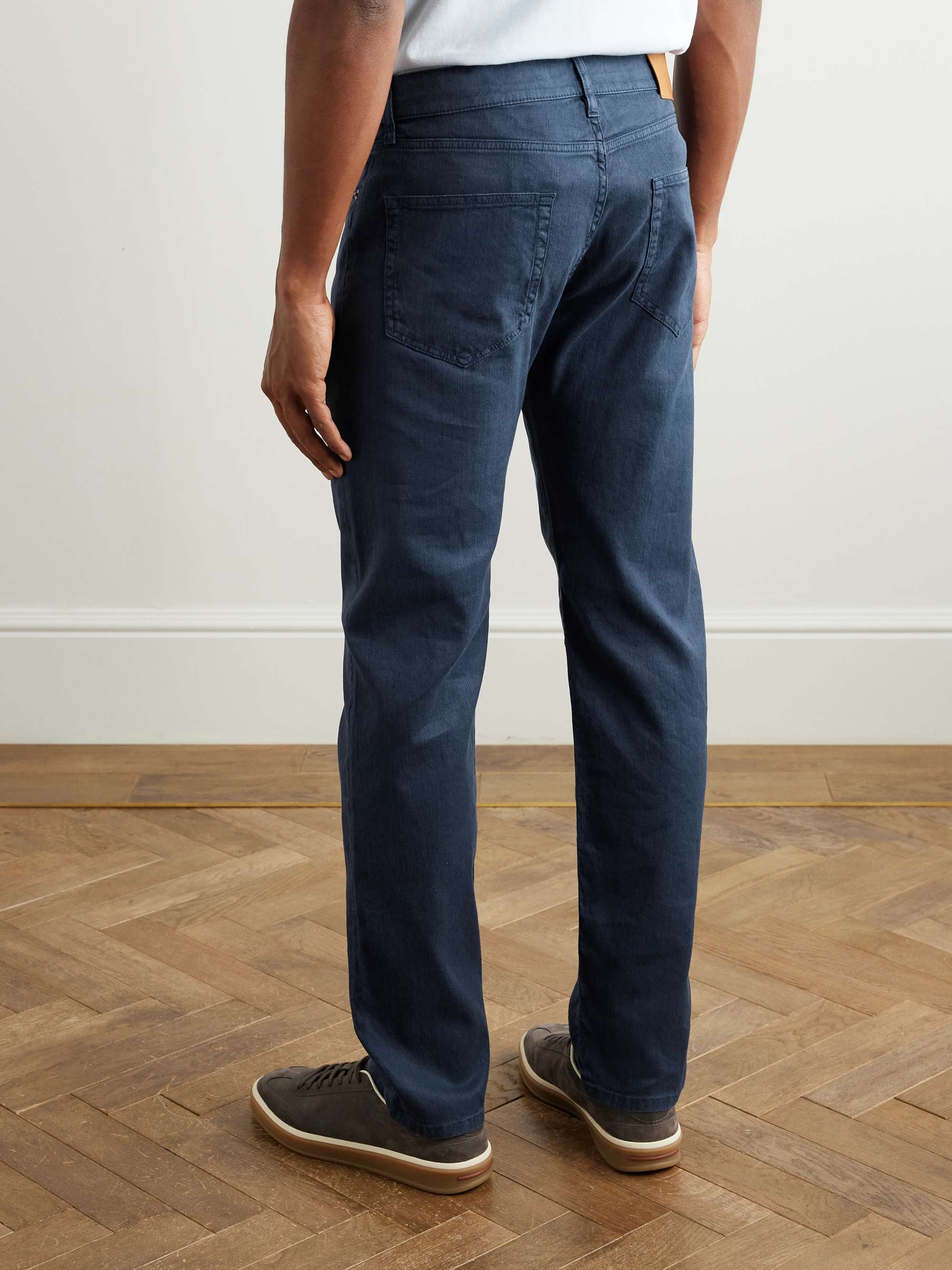 Straight-Leg Stretch-Linen and Cotton-Blend Trousers view