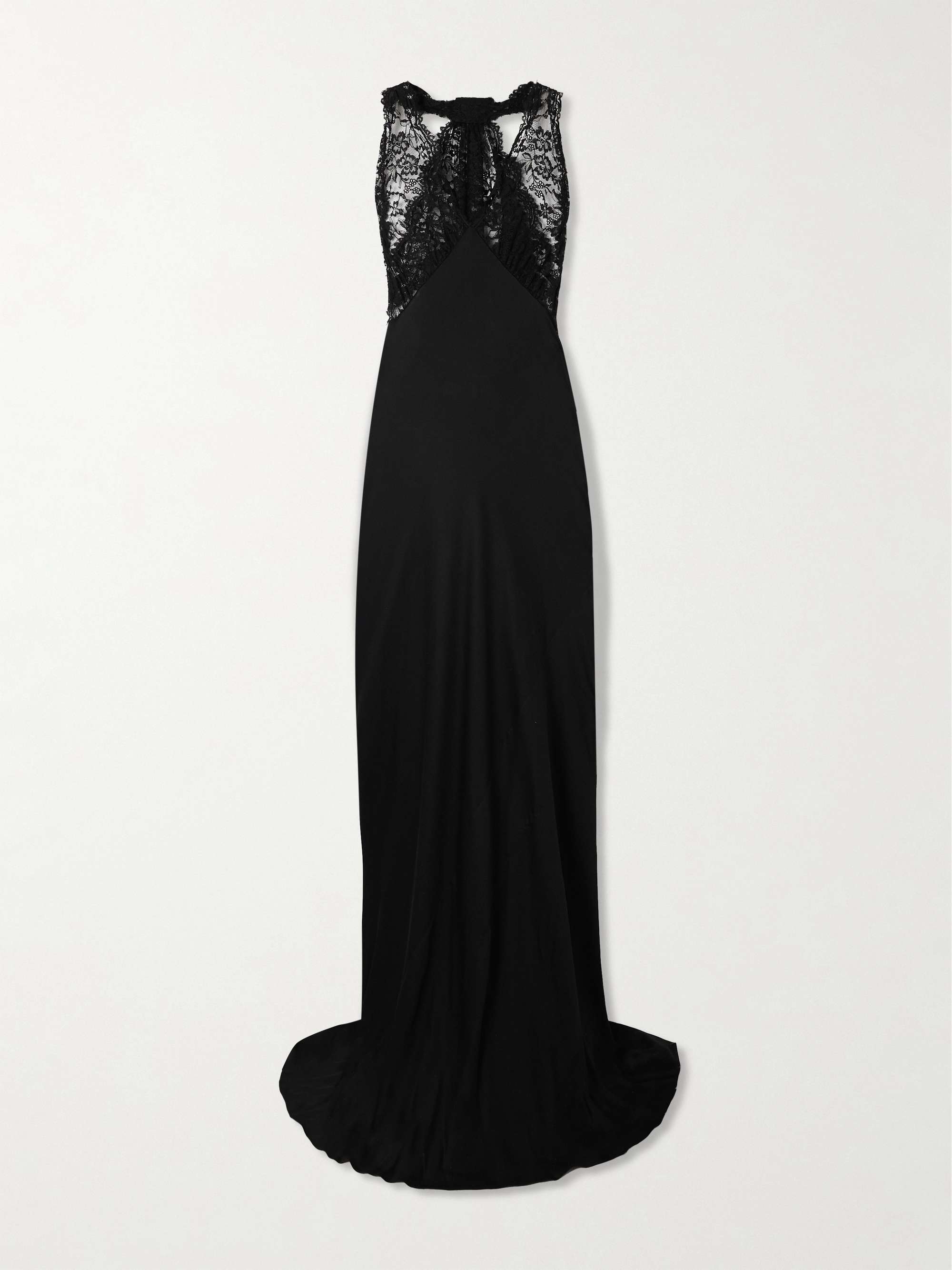Lace-trimmed silk-charmeuse halterneck gown view