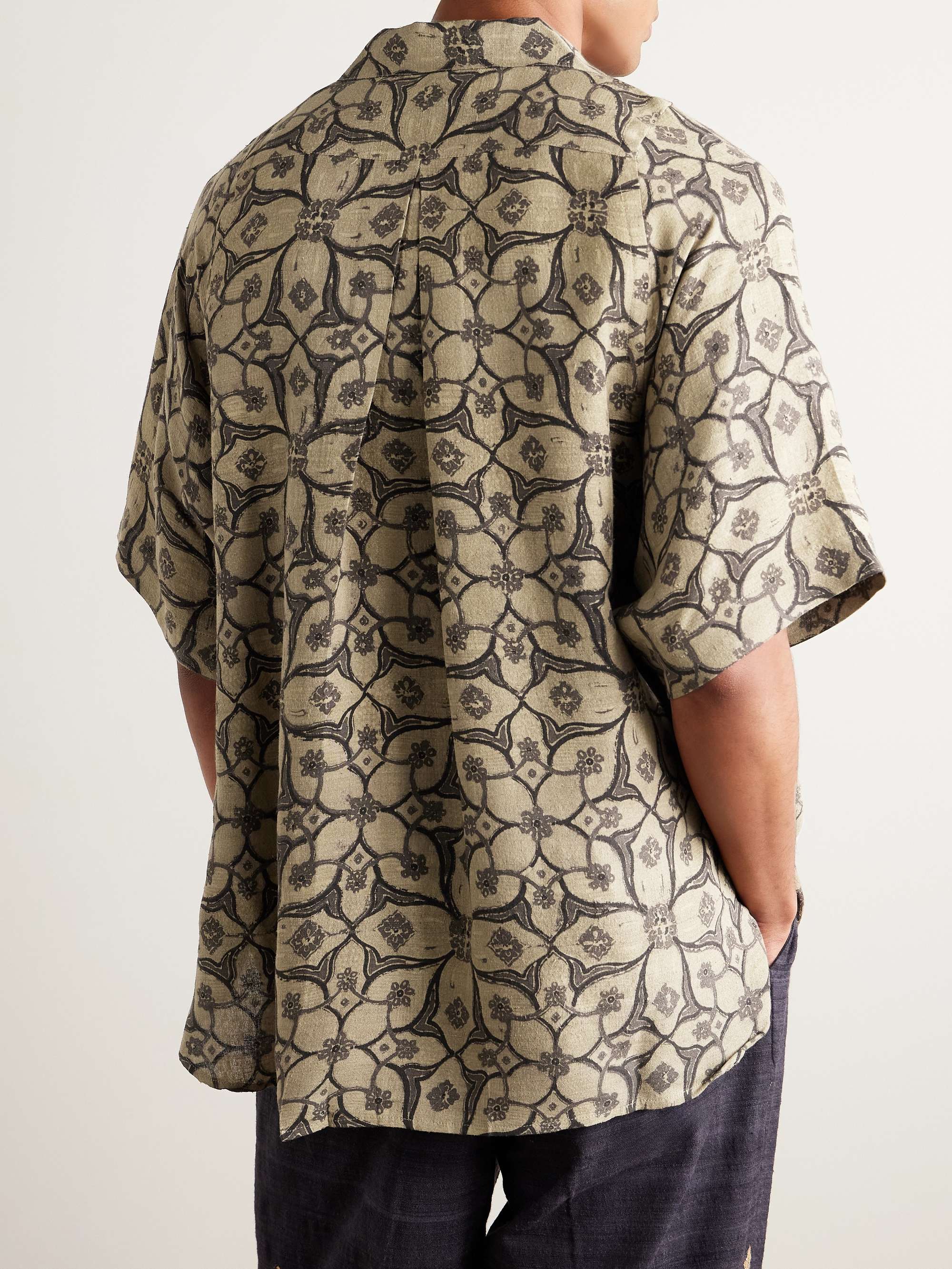 Yusuke Convertible-Collar Printed Silk Shirt view
