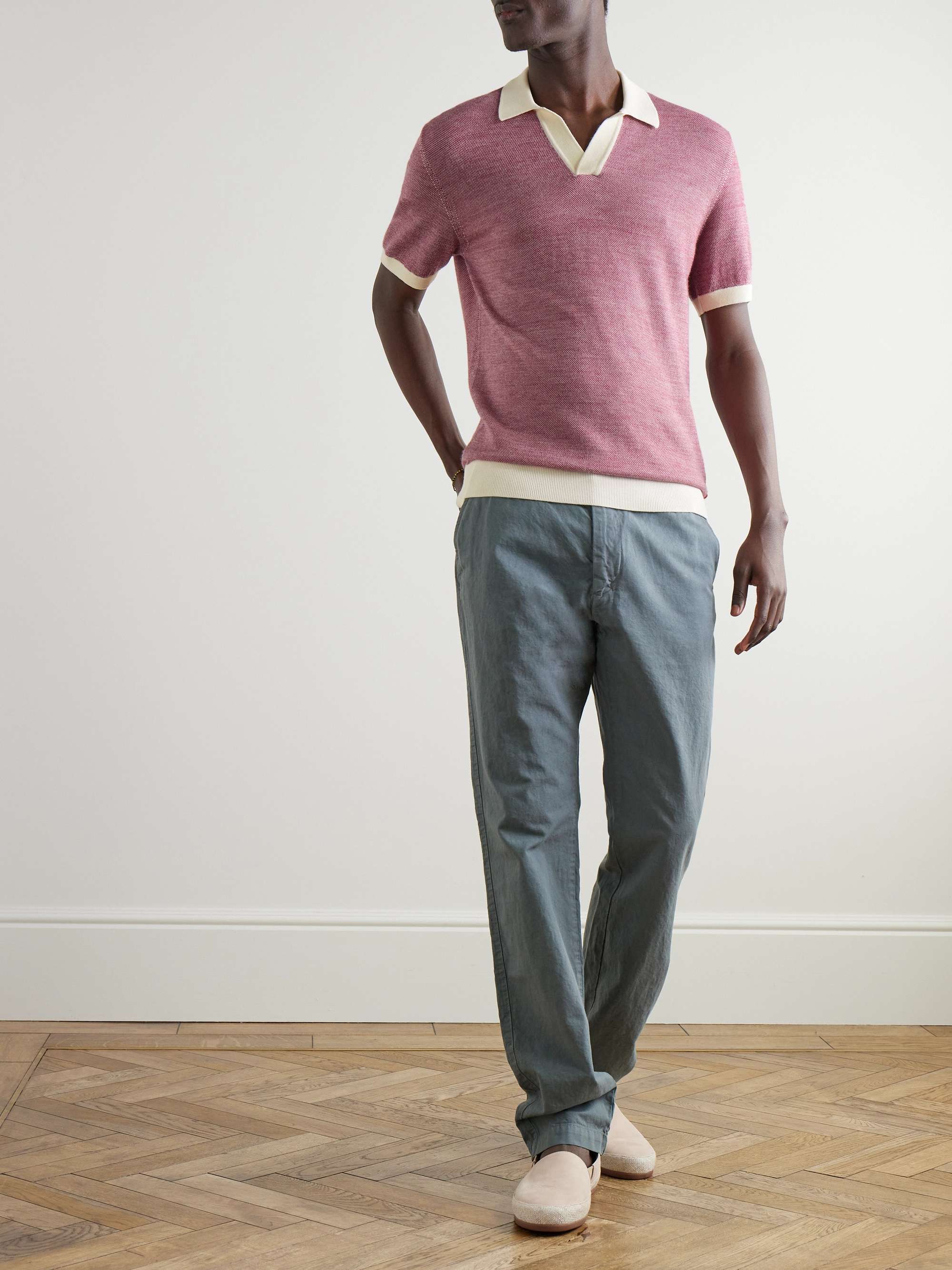 Horton Merino Wool and Cotton-Blend Polo Shirt view