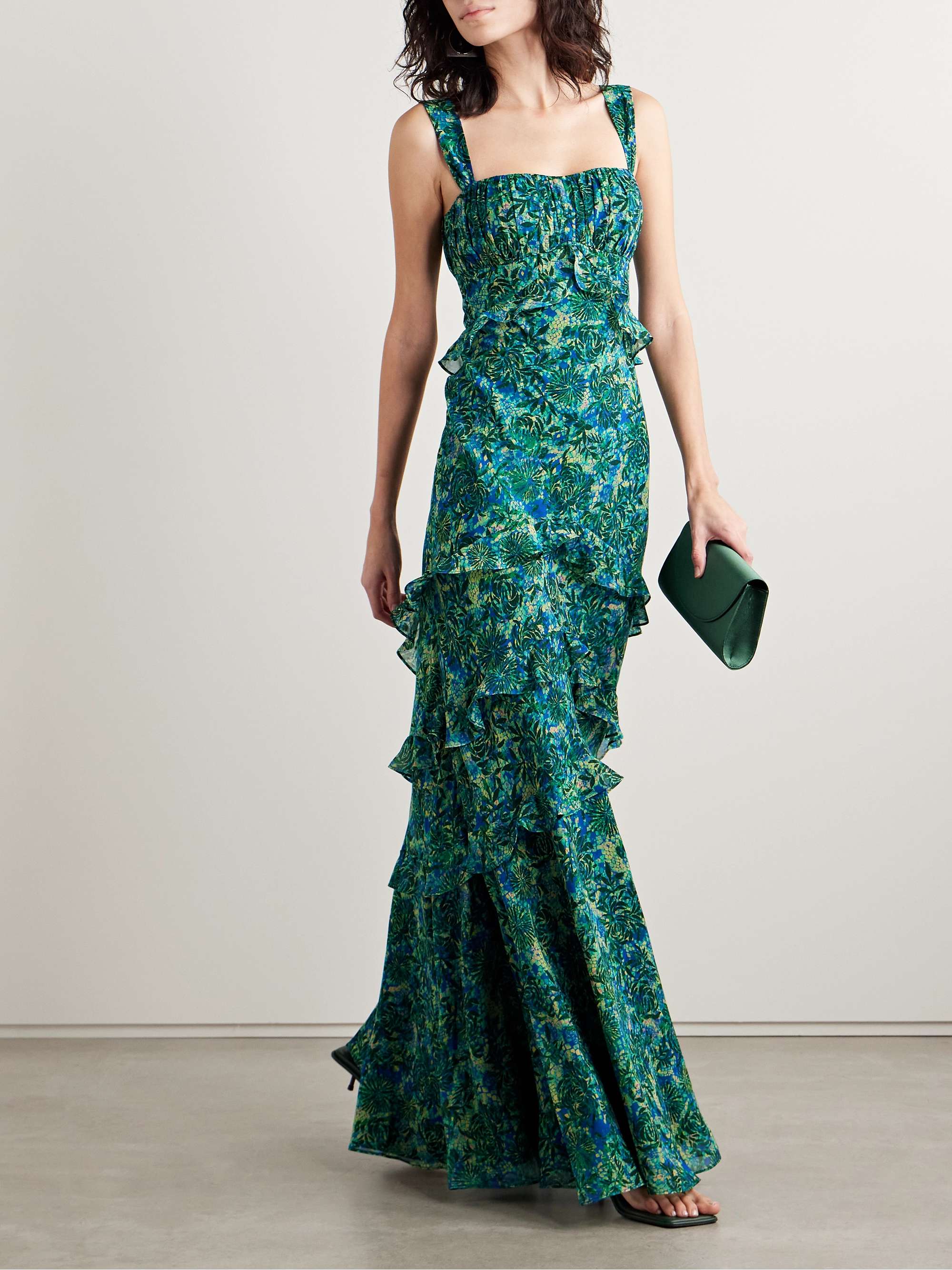 Chandra ruffled printed silk-georgette maxi dress view