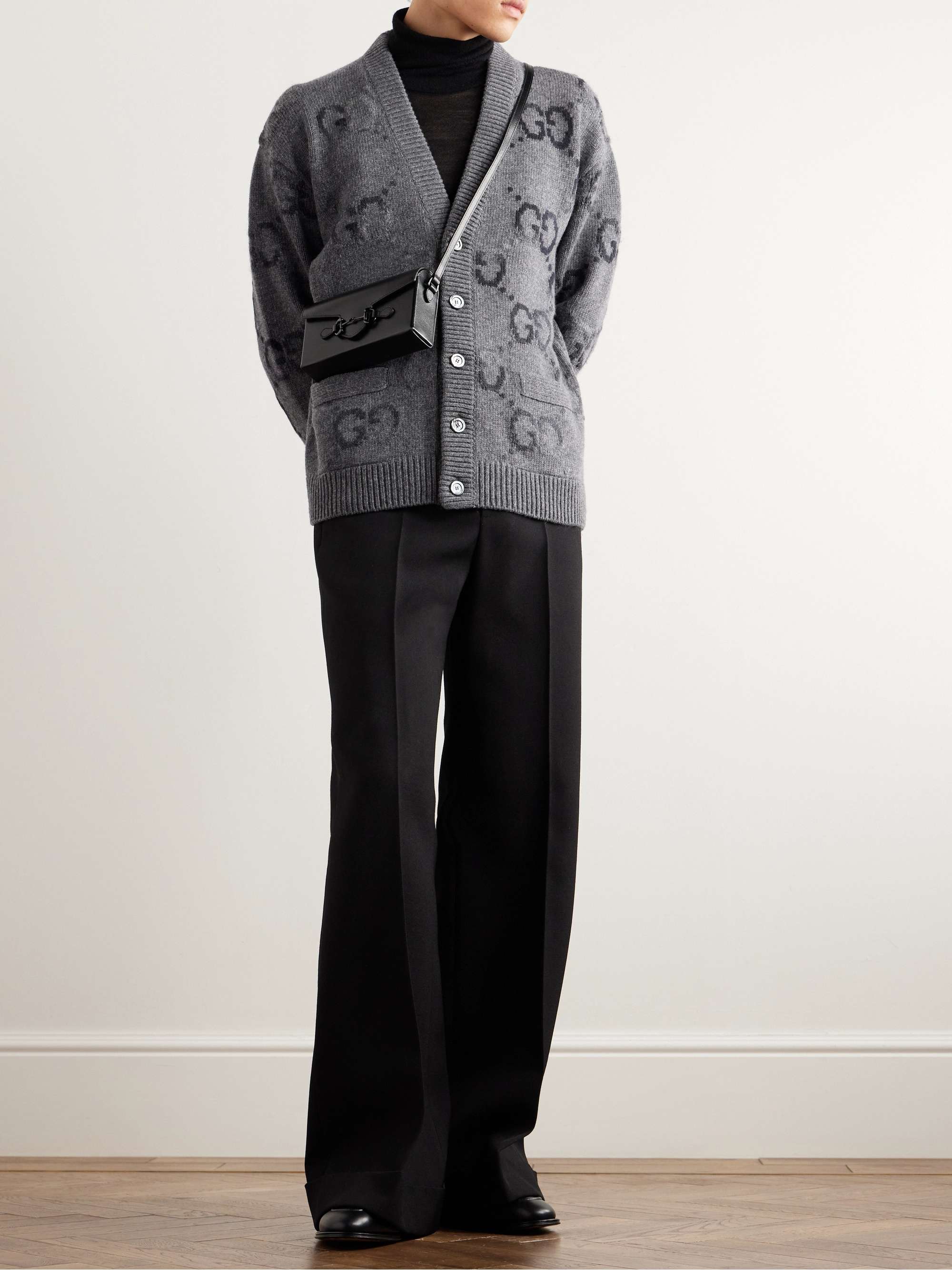 Logo-Jacquard Wool-Blend Cardigan view