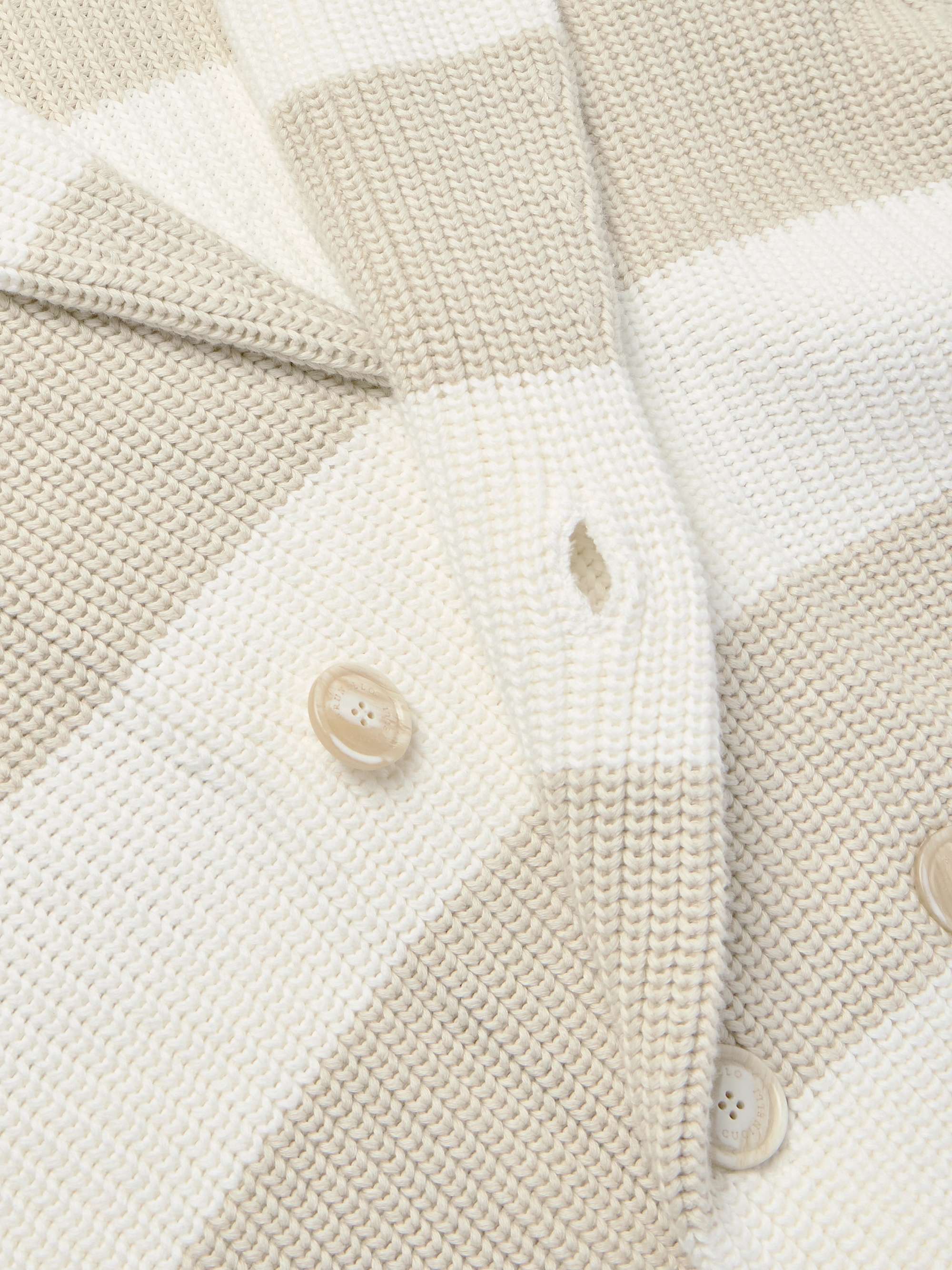 Slim-Fit Double-Breasted Shawl-Collar Striped Cotton Cardigan view