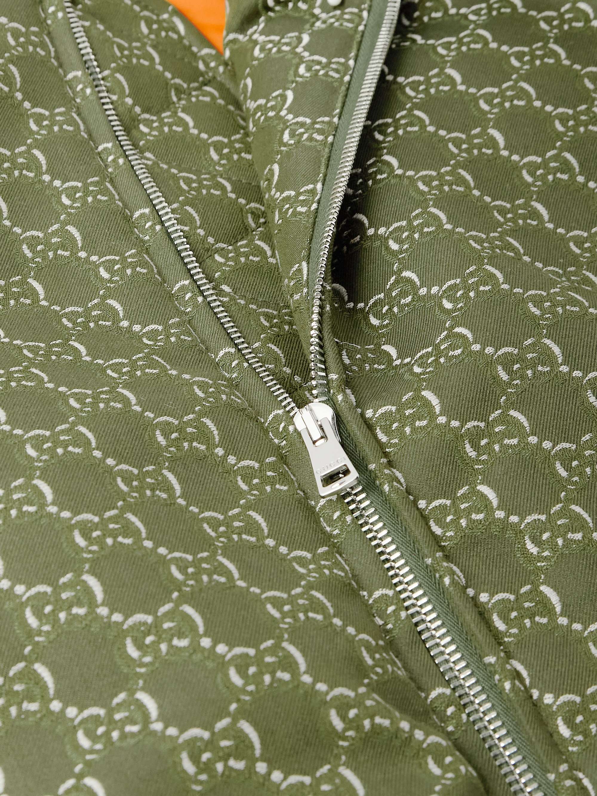Logo-Jacquard Padded Cotton-Twill Bomber Jacket view