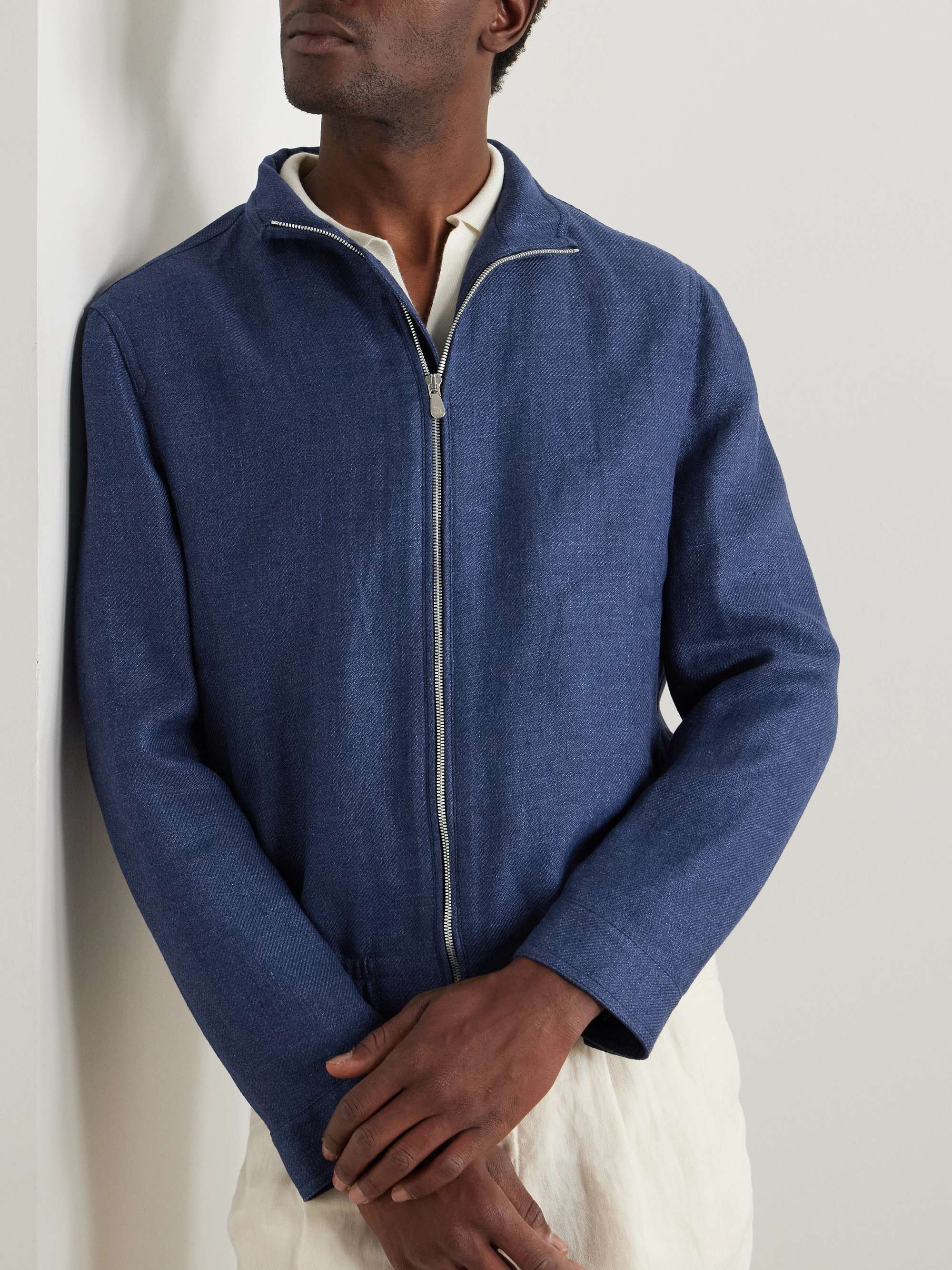 Linen, Wool and Silk-Blend Bomber Jacket view