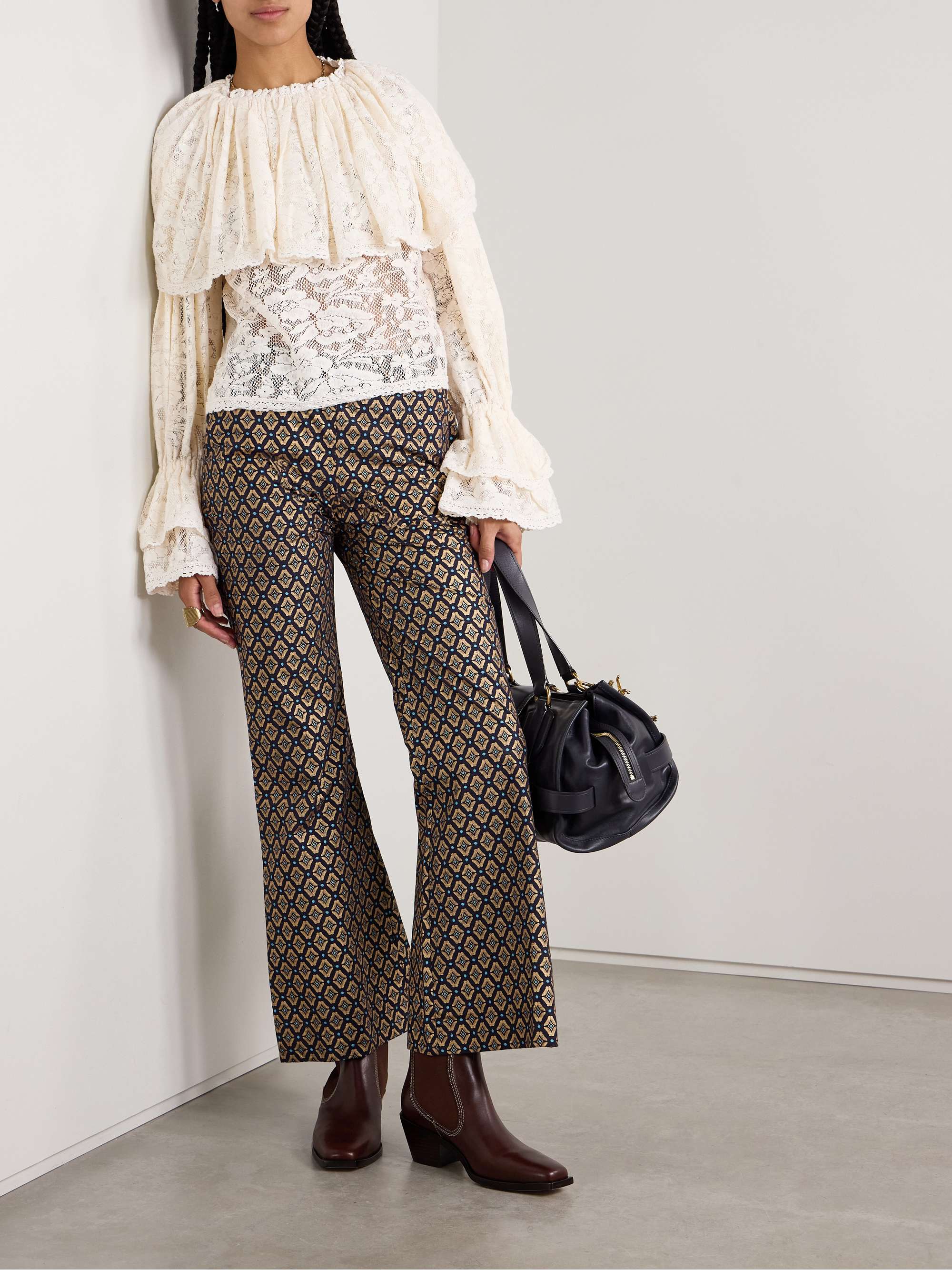 Eloise ruffled cotton-lace blouse view