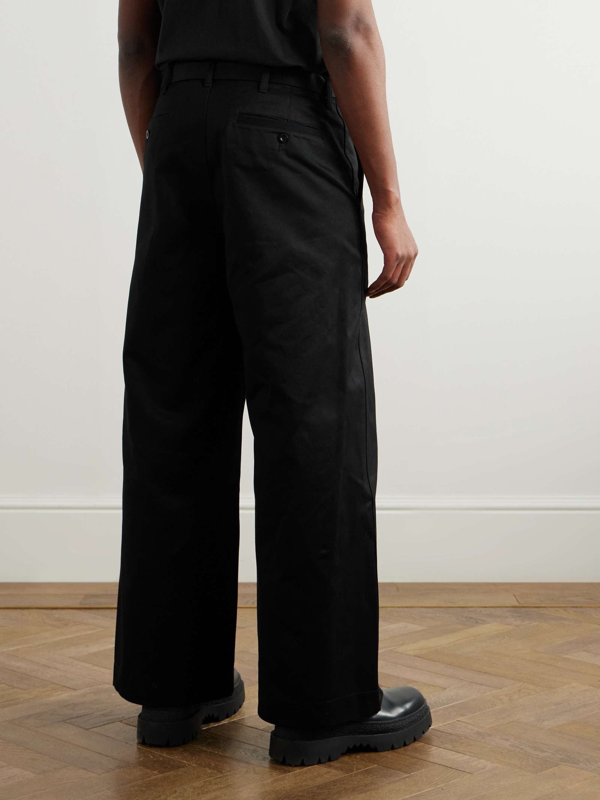 Straight-Leg Belted Cotton-Gabardine Trousers view