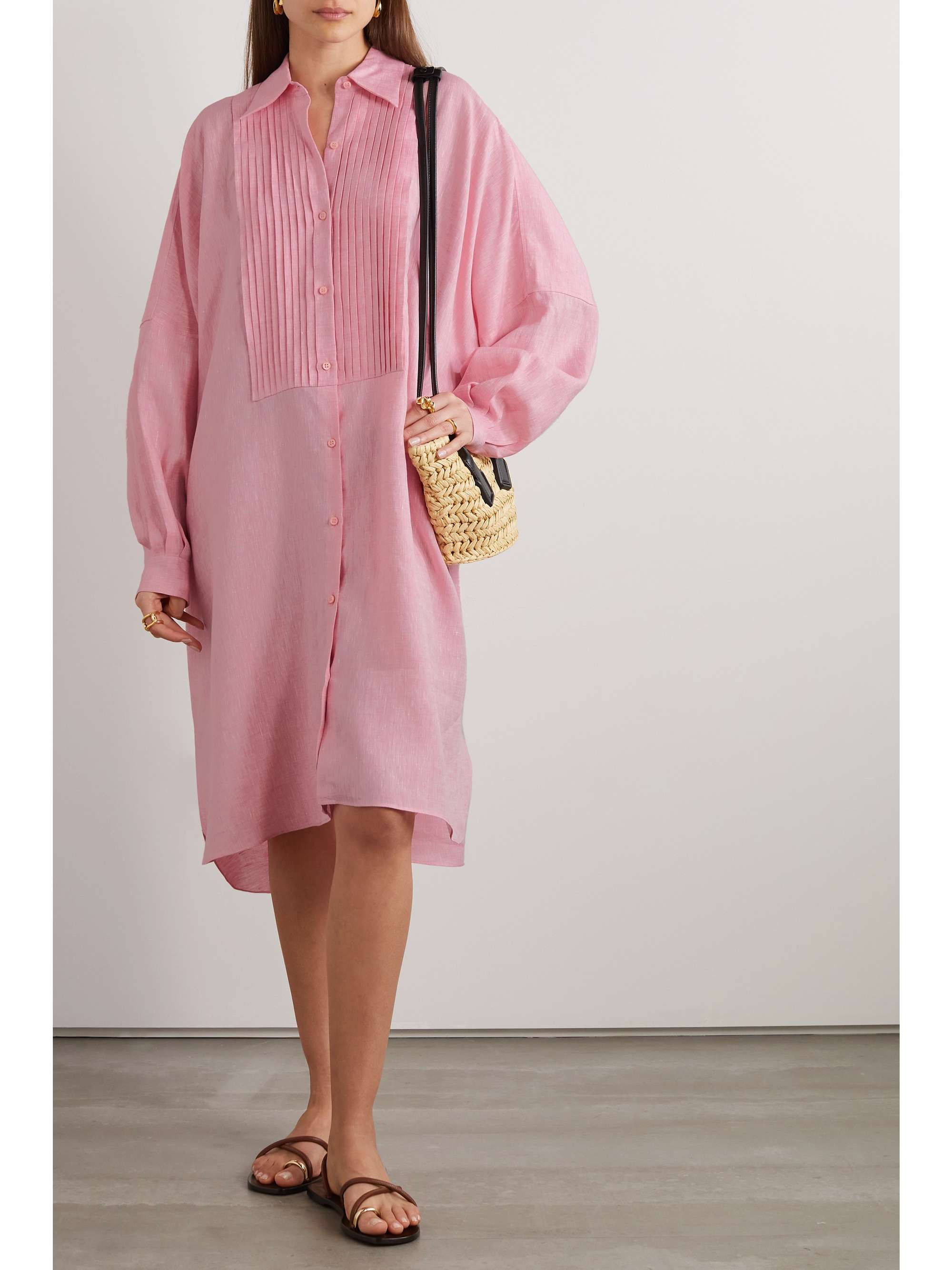 Jeri pleated linen dress view