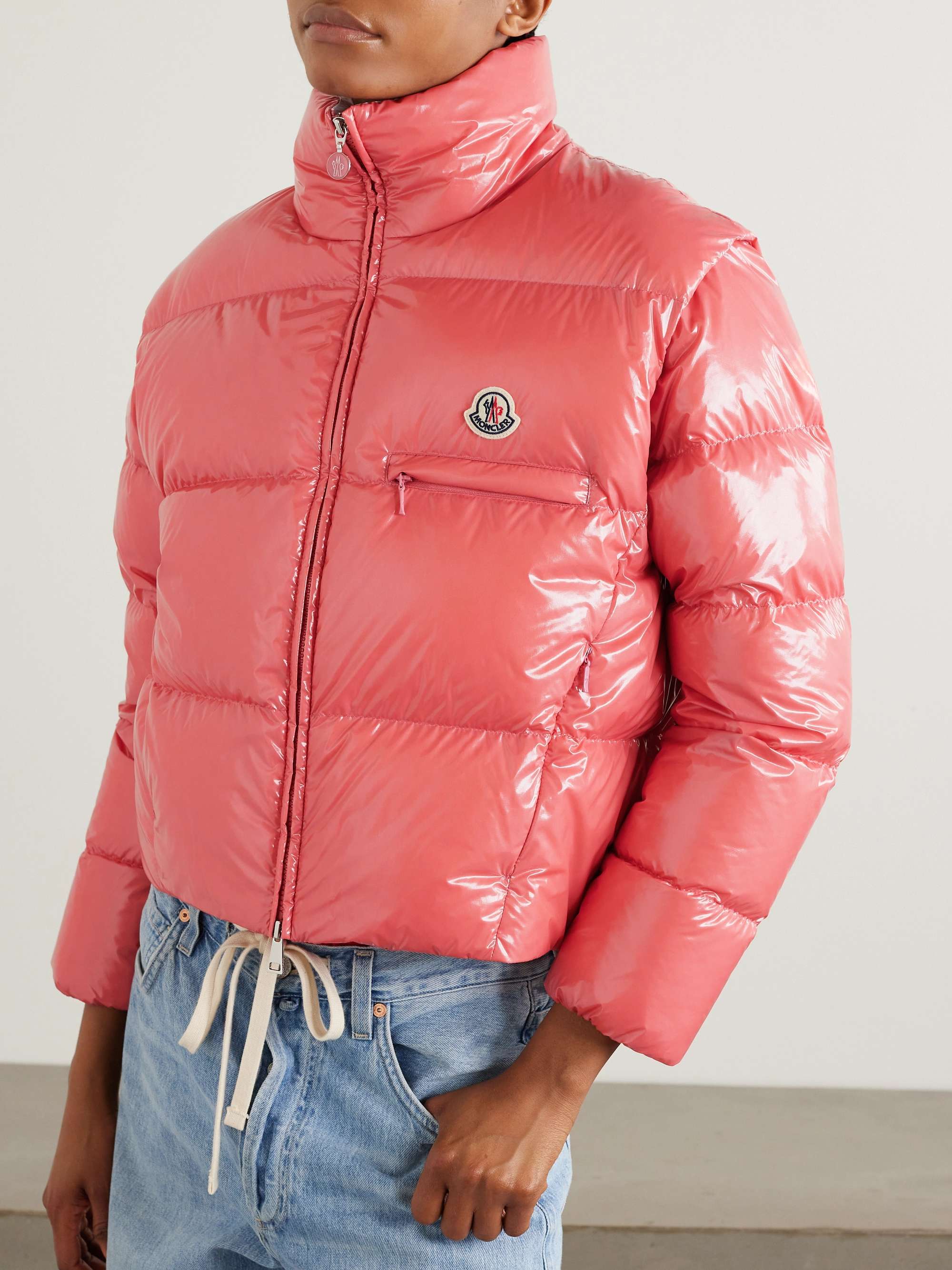 Almo convertible appliquéd quilted glossed-shell down jacket view
