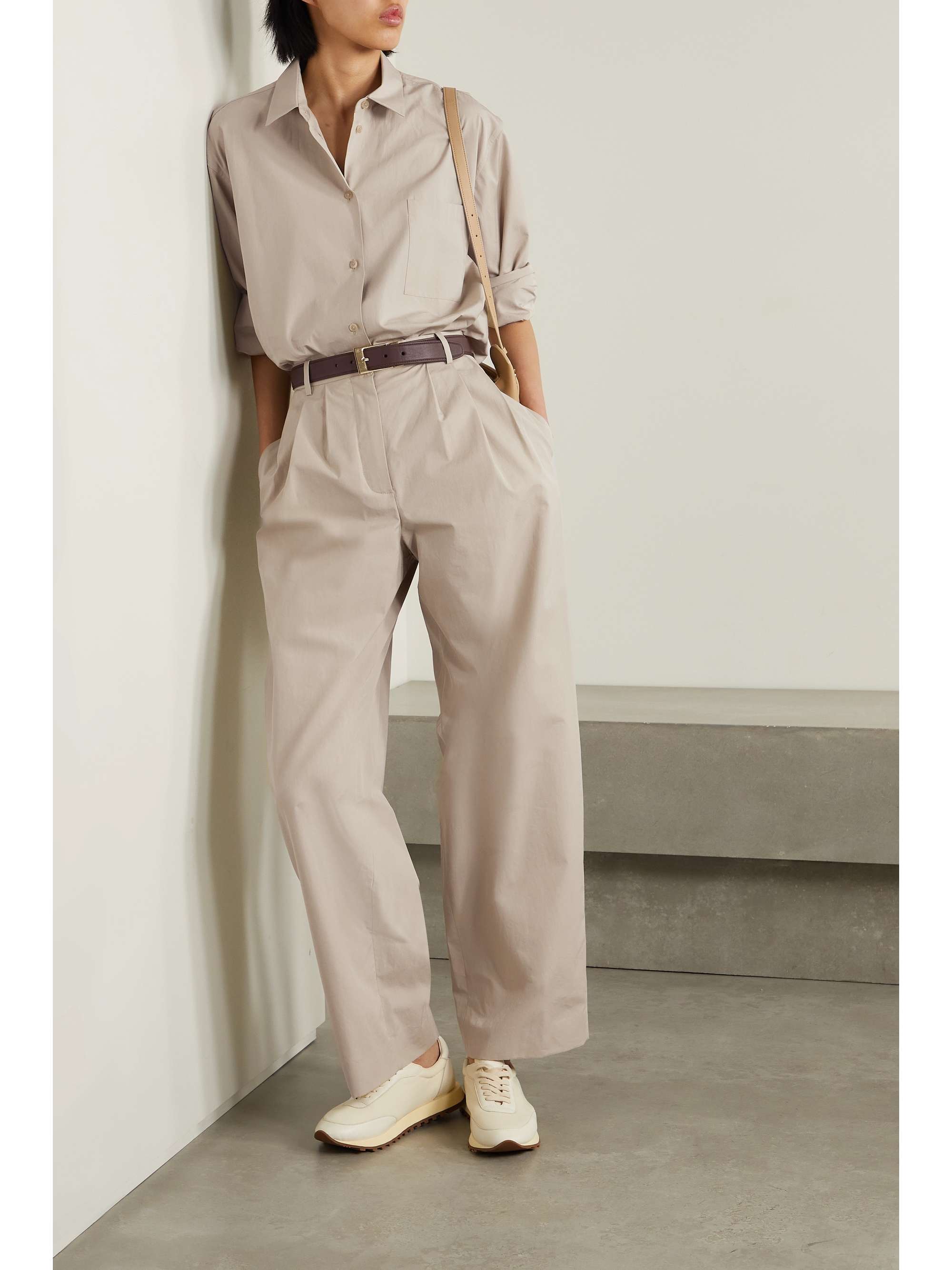 Bufus pleated cotton-poplin straight-leg pants view