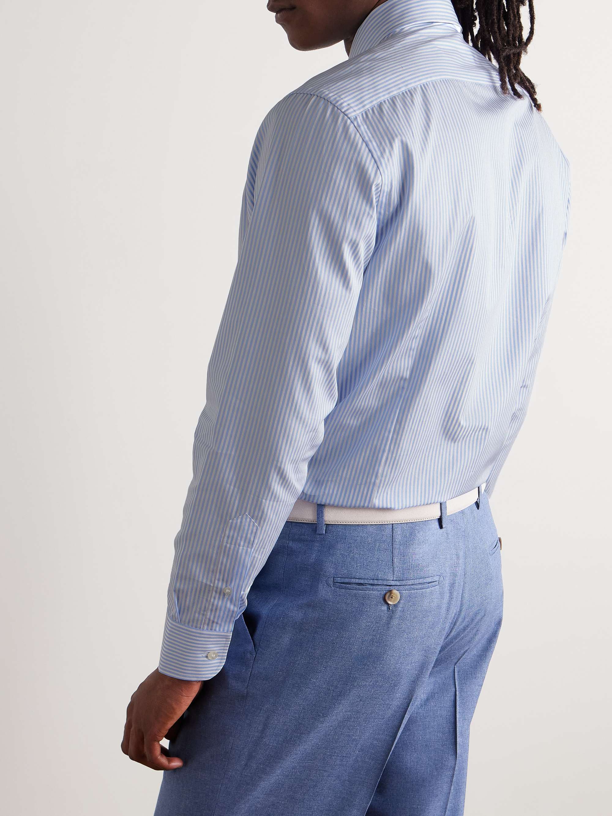 Slim-Fit Button-Down Collar Logo-Embroidered Striped Cotton Oxford Shirt view