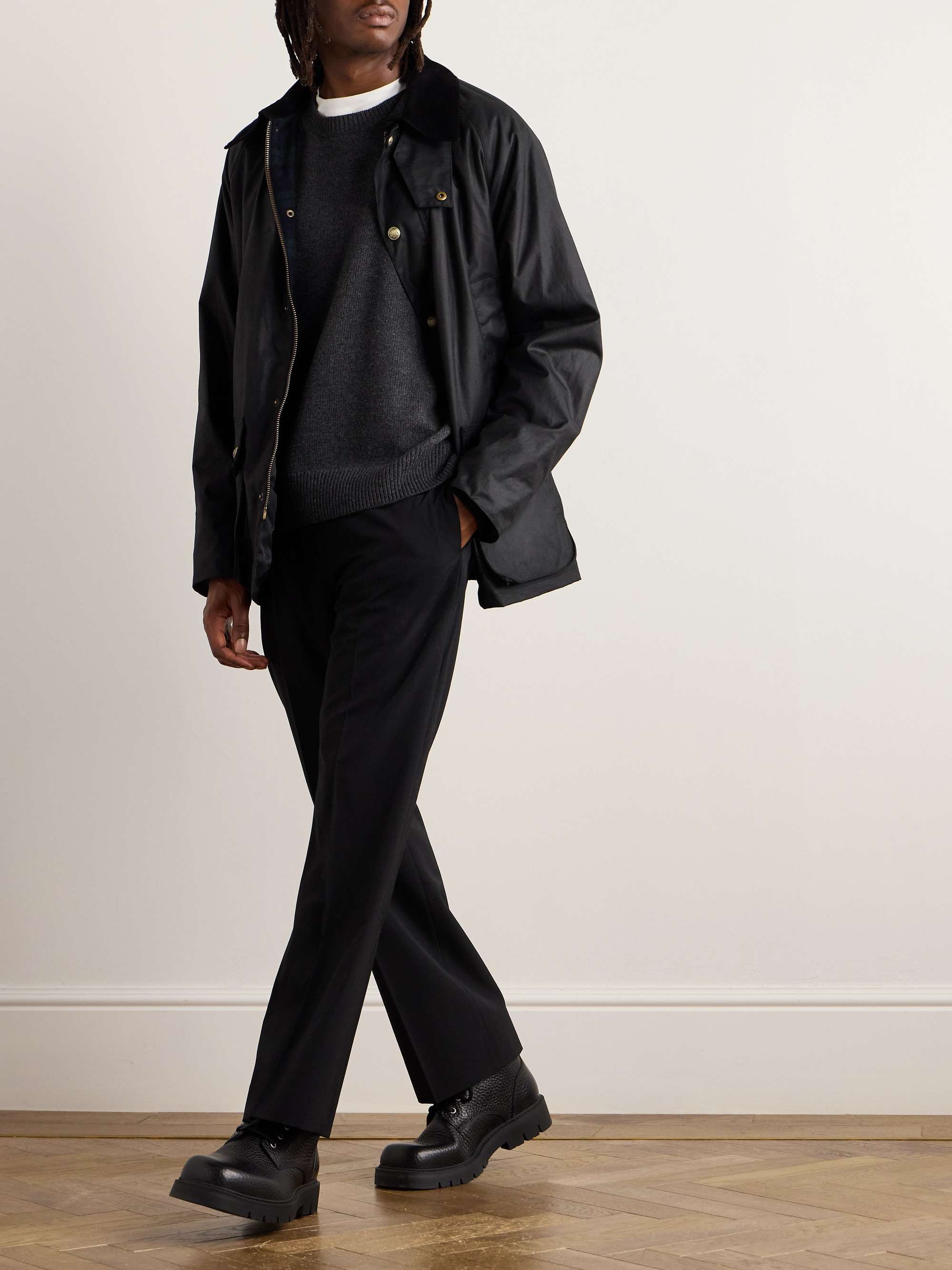 Kylian Corduroy-Trimmed Waxed Cotton-Canvas Field Jacket view