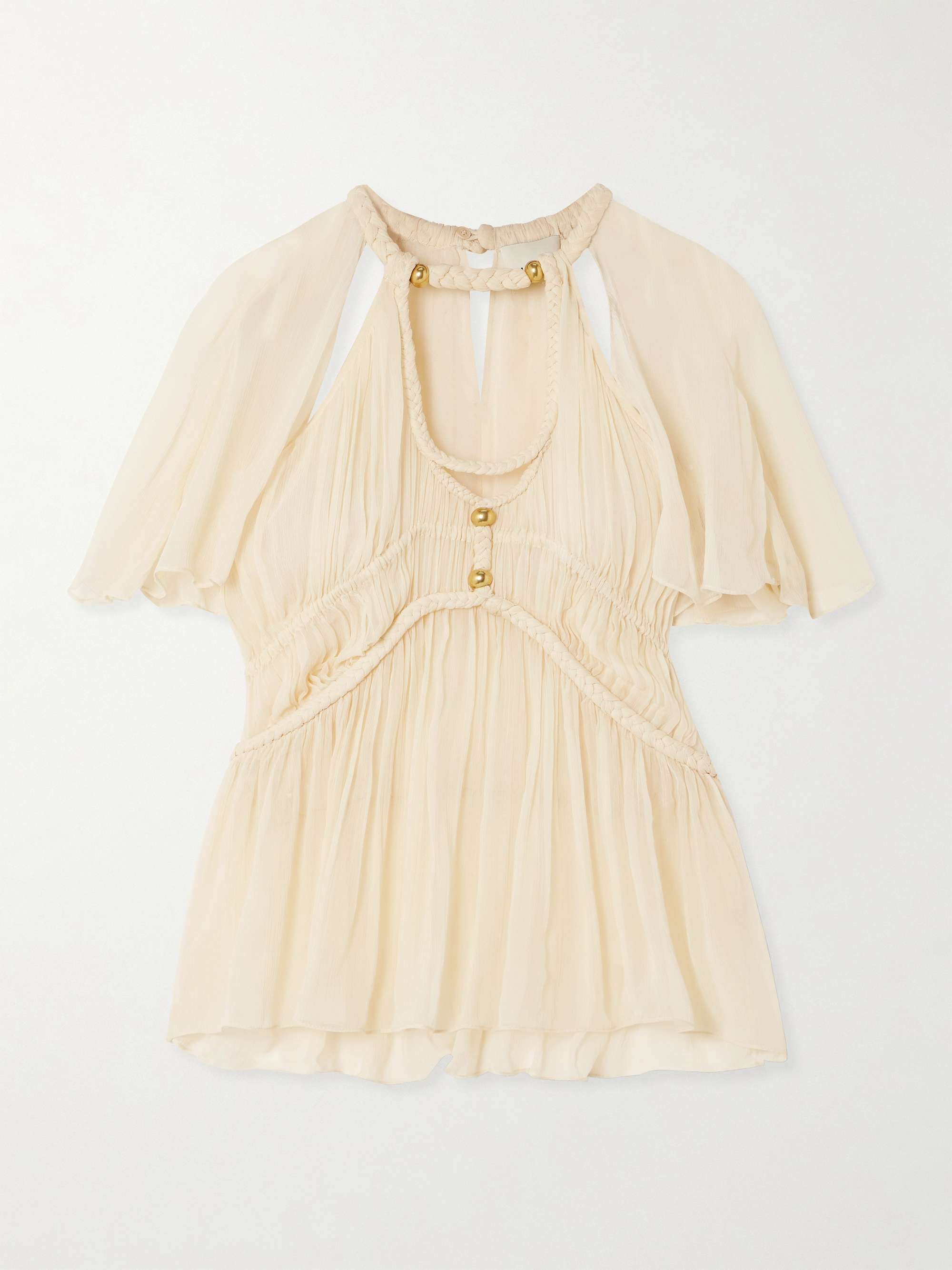 Rosaline embellished braided silk-crepon blouse view