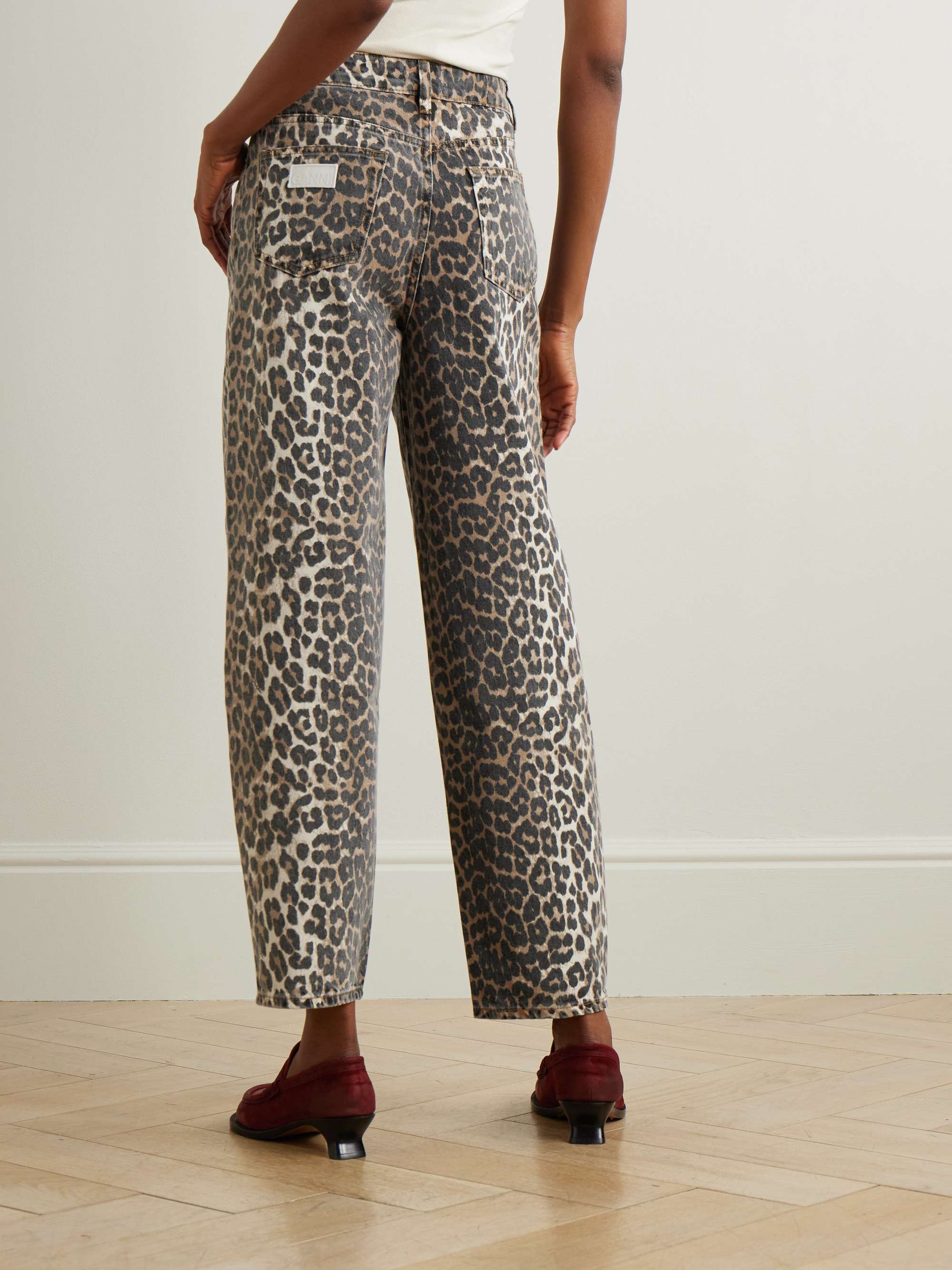 Leopard-print high-rise tapered jeans view