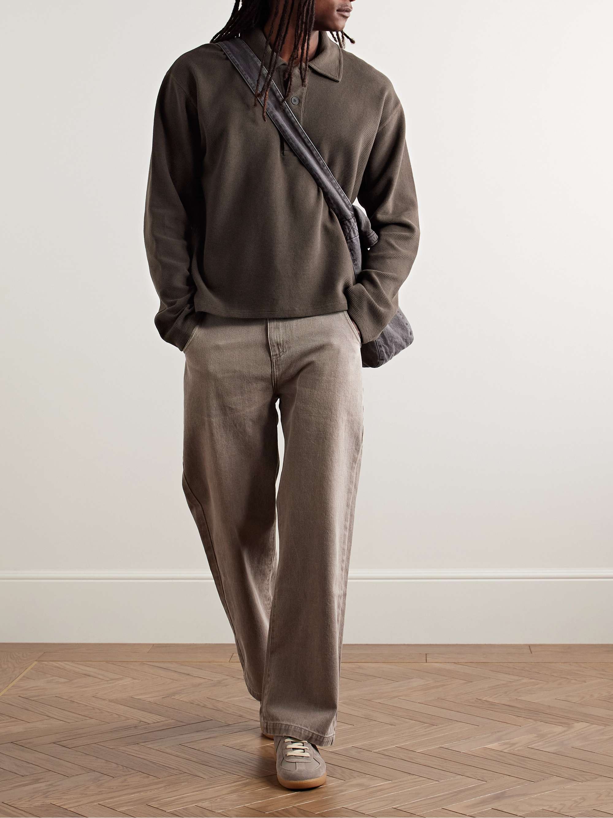 Waffle-Knit Organic Cotton Polo Shirt view