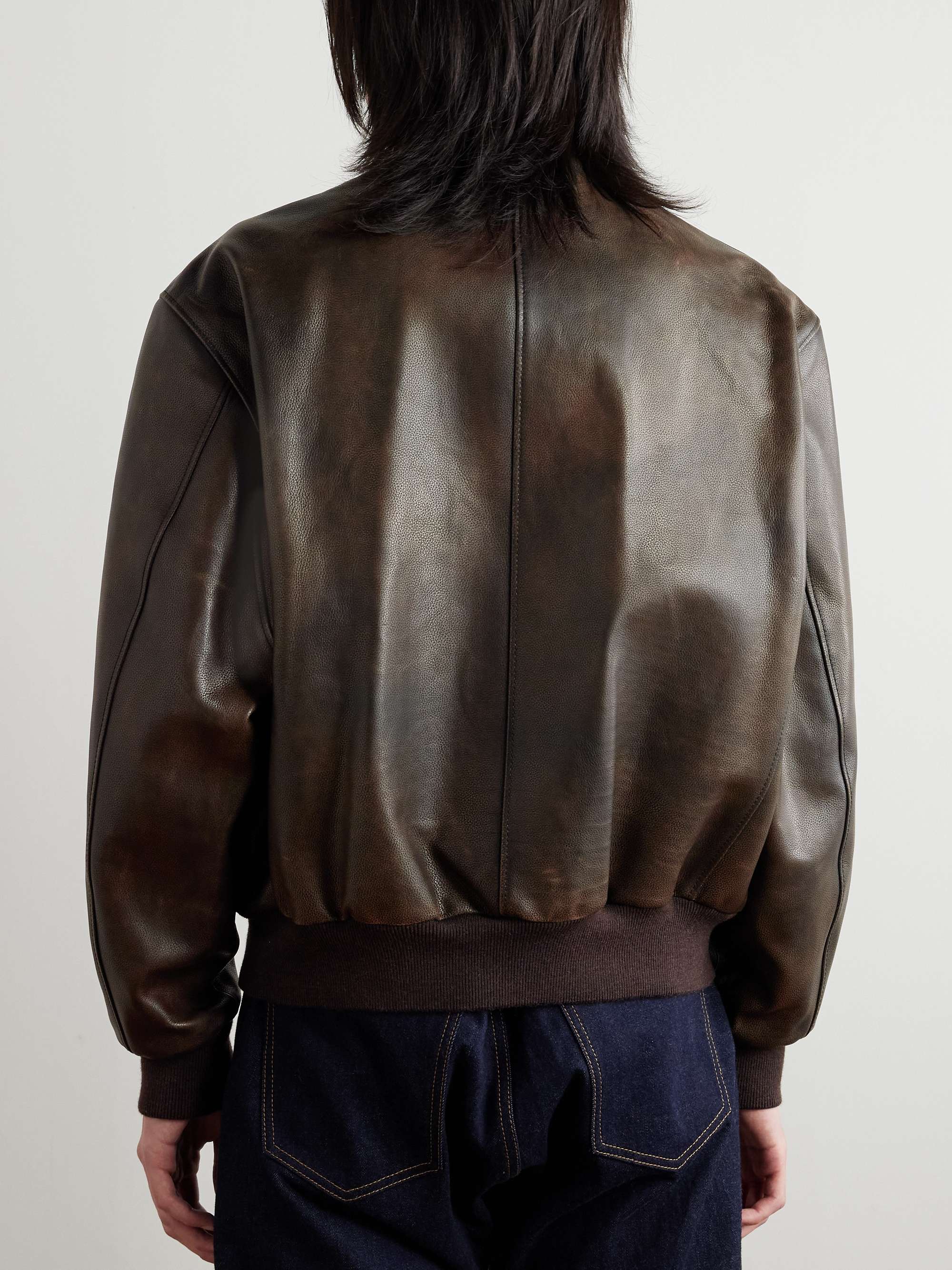 Teddy Full-Grain Leather Bomber Jacket view