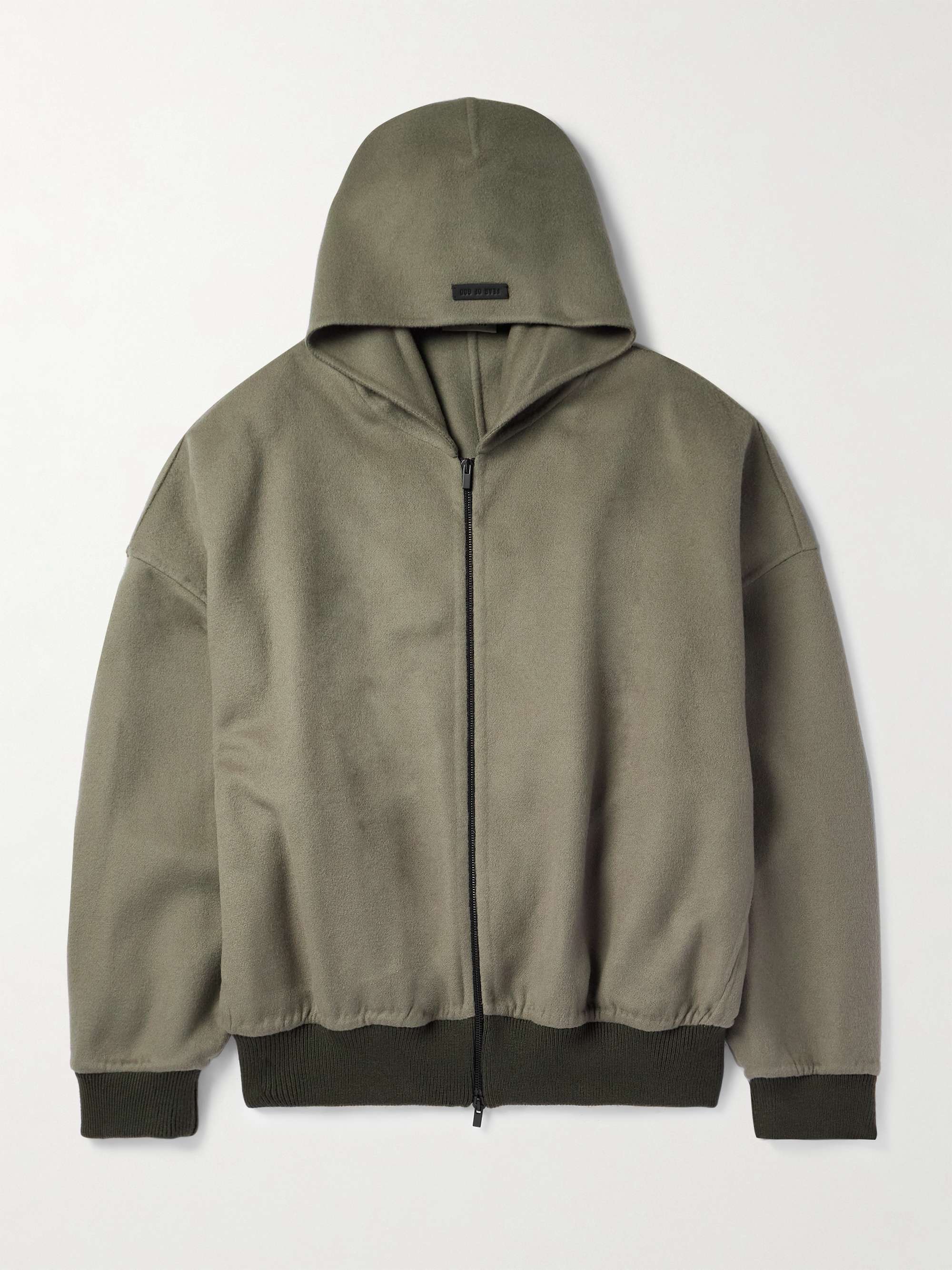 Logo-Appliquéd Wool and Cashmere-Blend Hooded Bomber Jacket view