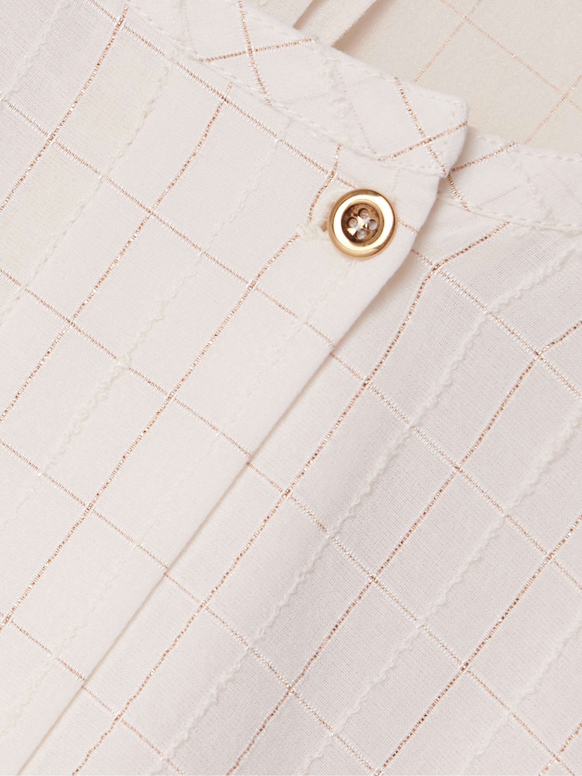 Checked metallic cotton-blend voile blouse view
