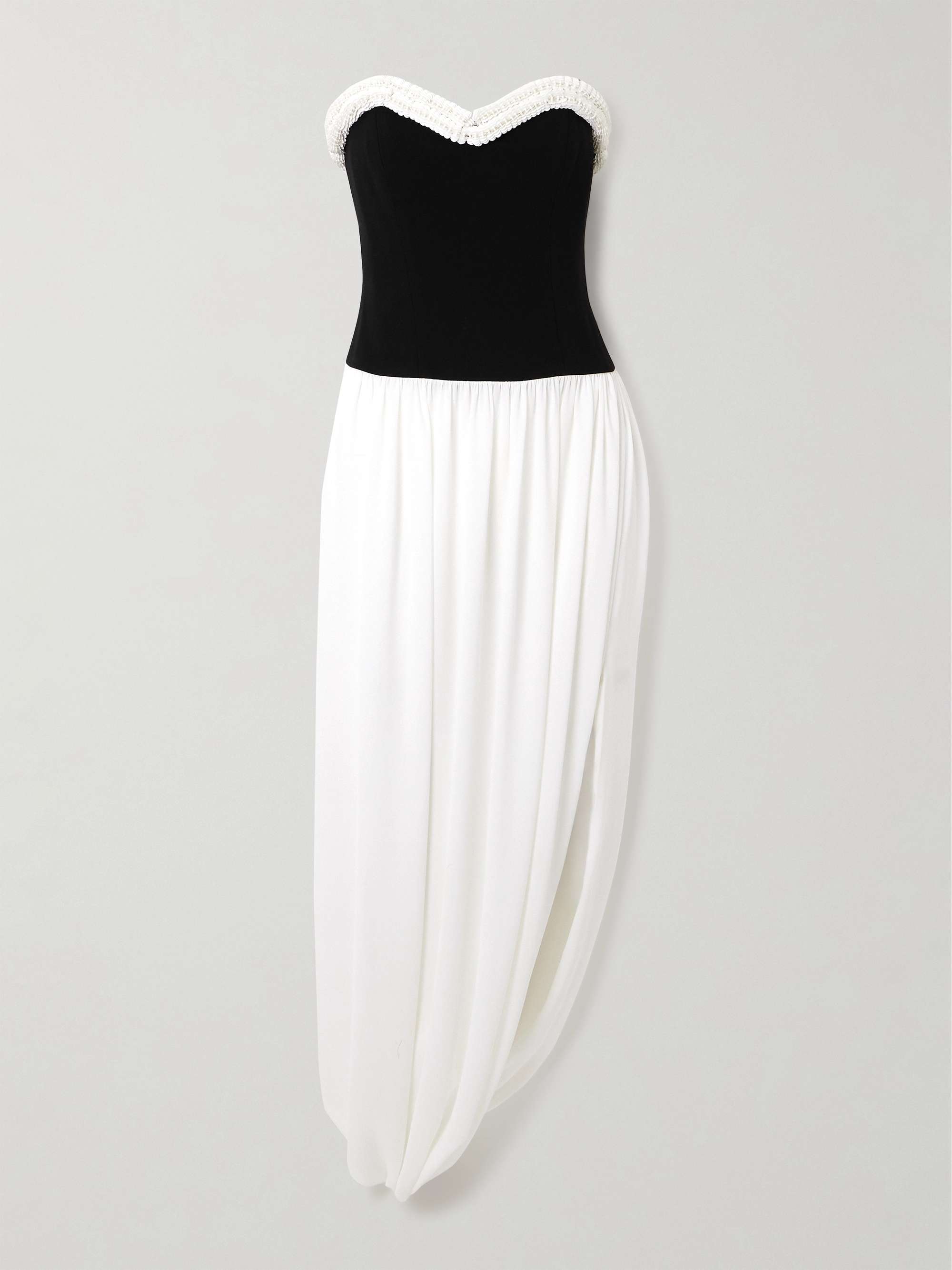 Augusta asymmetric sequin-embellished draped crepe bustier dress view