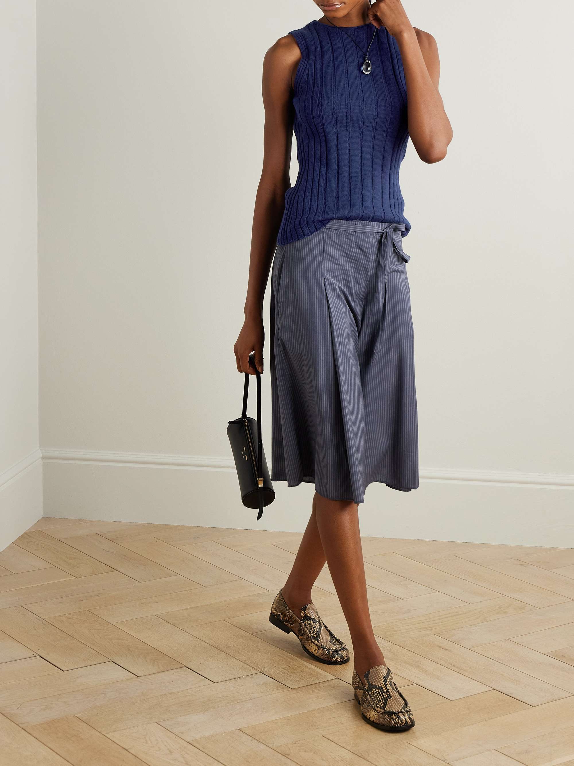 Bosherton ribbed cotton, silk and cashmere-blend tank view