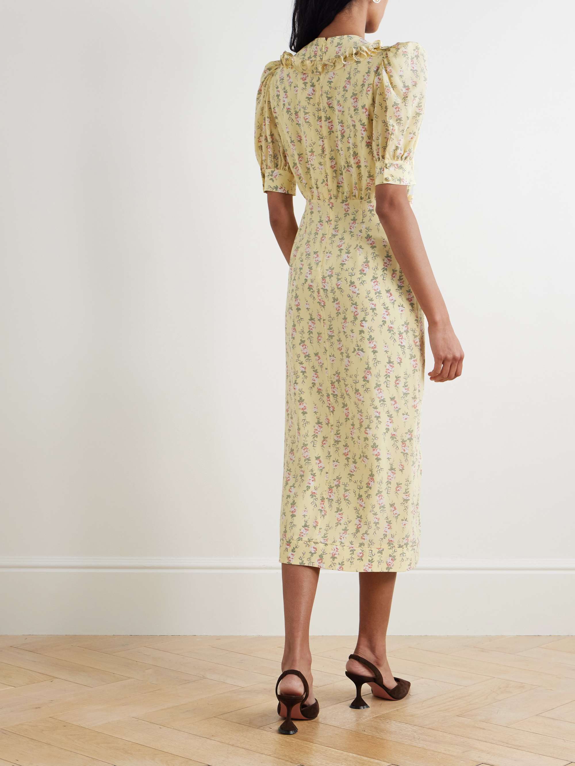 Garden Party bow-detailed floral-print silk crepe de chine midi dress view