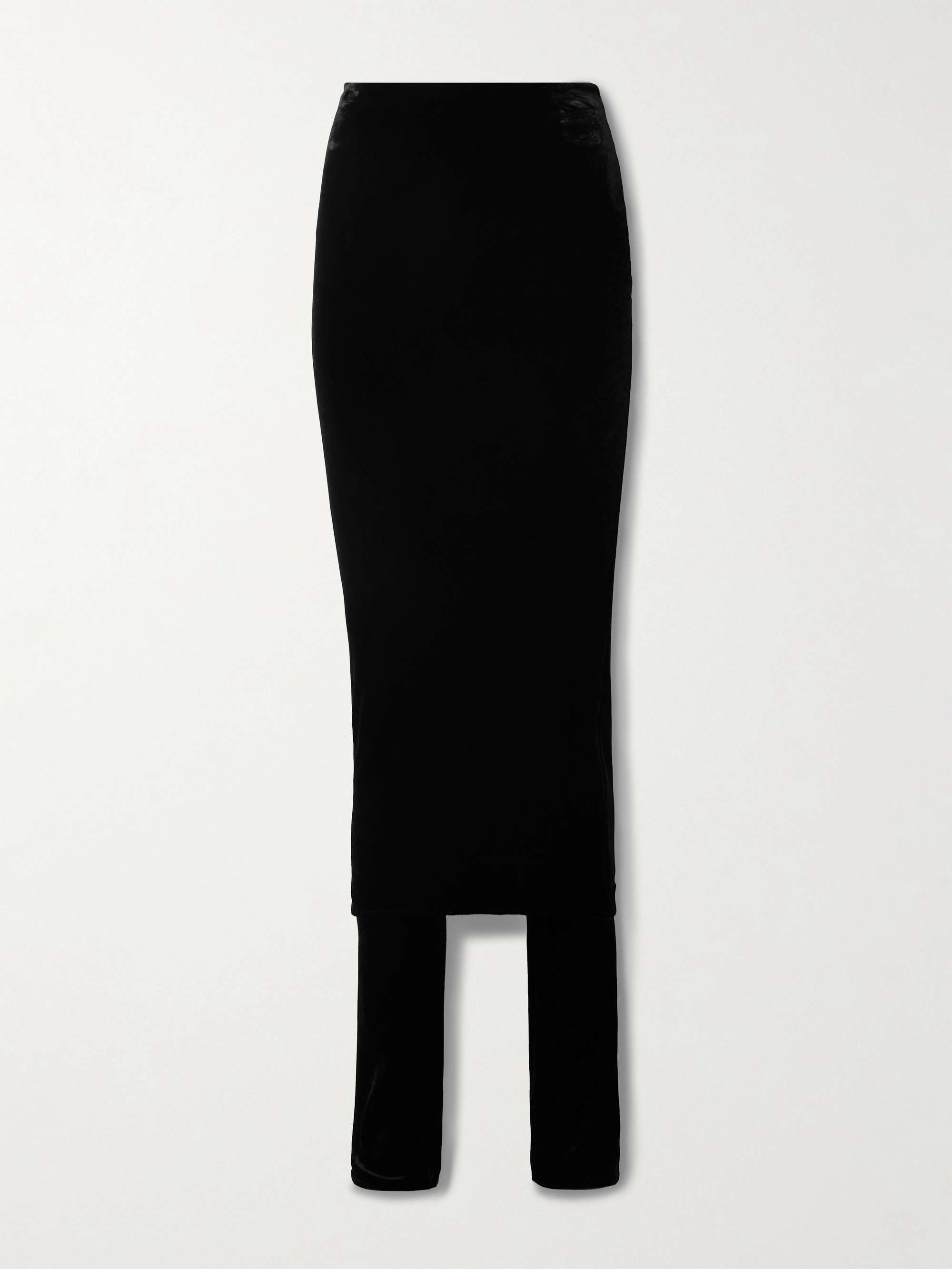 Layered stretch-velvet straight-leg pants view